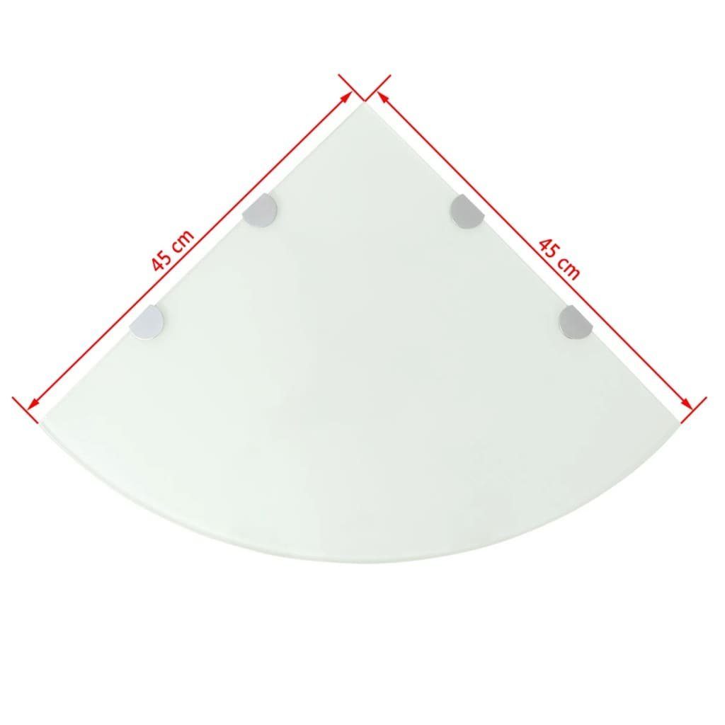 Eckregal 45 verchromten 45 cm Weiß x mit Halterungen Wandregal furnicato Glas