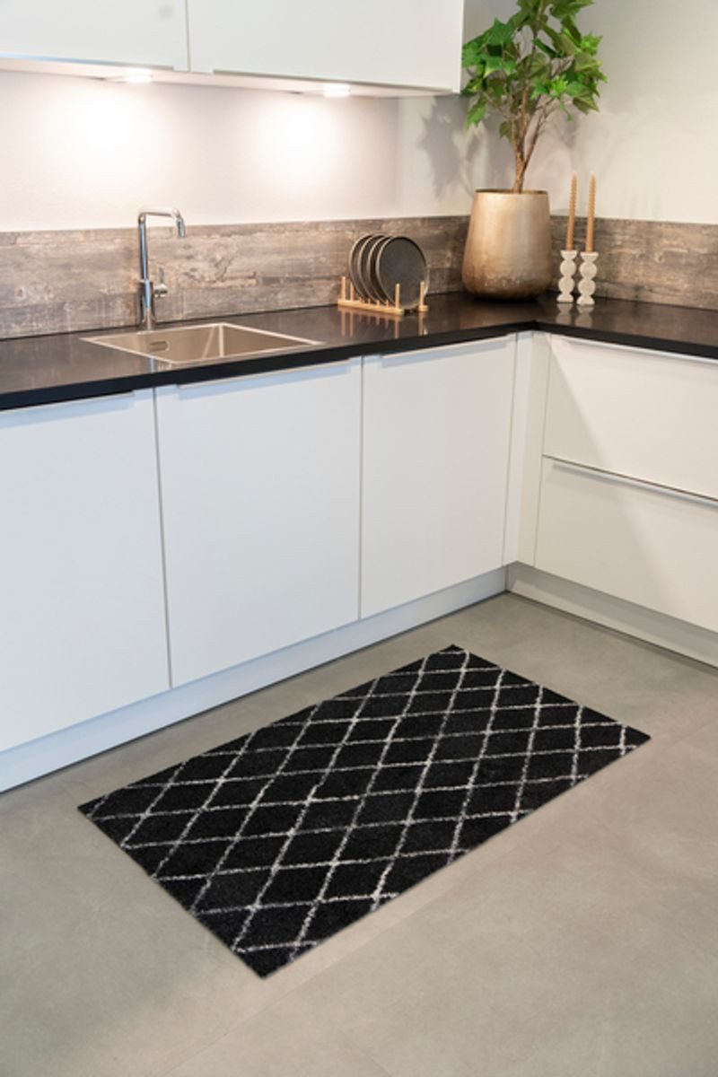 Xanie Läufer Aqua Teppichmatte Wohnteppich Fußmatte Wohnzimmerteppich, rechteckig, Höhe: 7 mm, absorbiert Flüssigkeit, waschbar, 150 x 67 cm, linea weiß