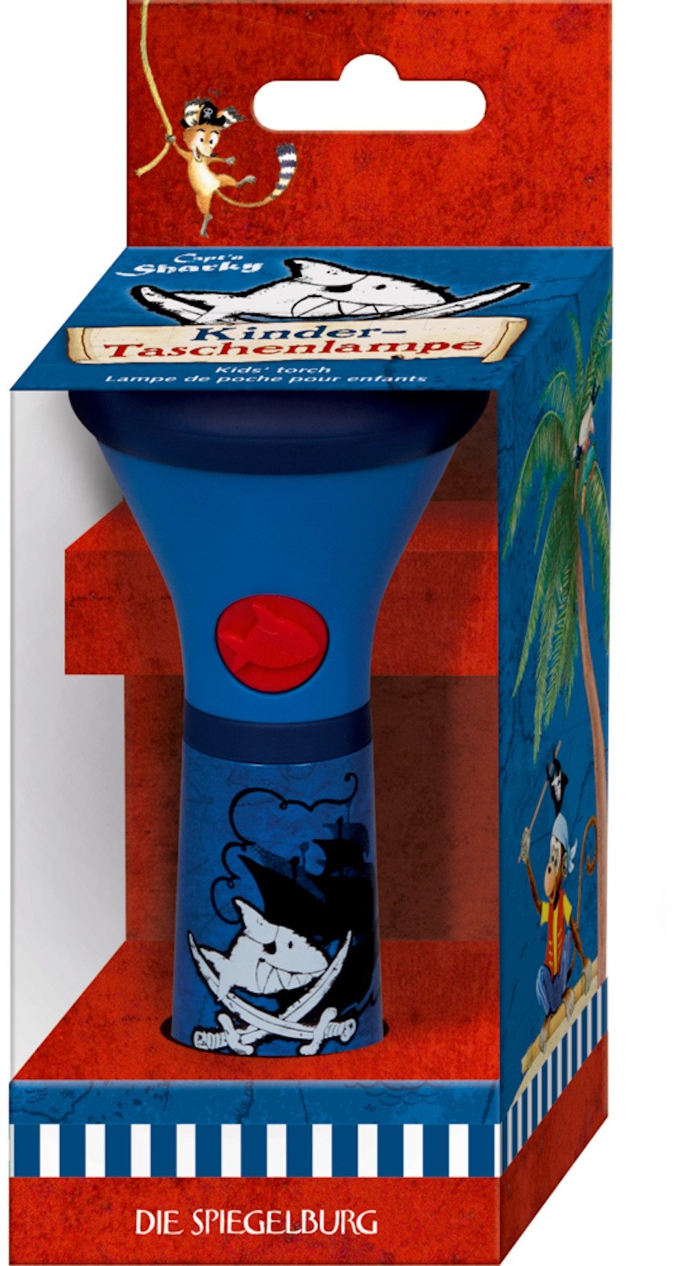Coppenrath LED Taschenlampe Kinder-Taschenlampe Capt'n Sharky Piraten blau (Set, 1-St., 1), drei Leuchtmodi: volle Leuchtkraft, 50% Leuchtkraft, Blinken