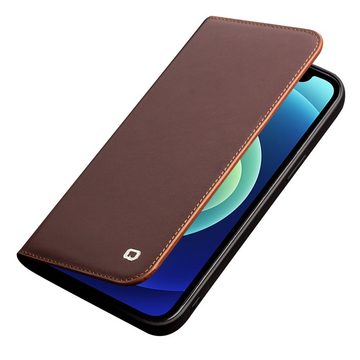 Wigento Handyhülle Bookcover Tasche für Apple iPhone 12 Pro Max Braun Kunstleder Flip Case Hülle Cover Etui