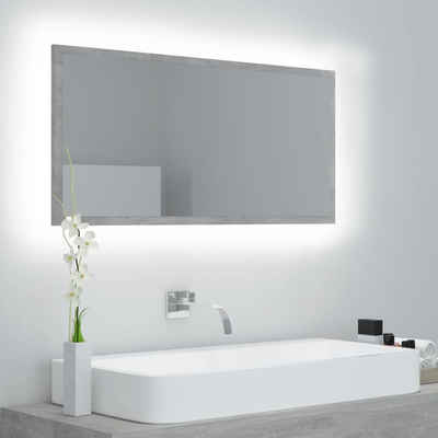 vidaXL Badezimmerspiegelschrank LED-Badspiegel Betongrau 90x8,5x37 cm Acryl (1-St)