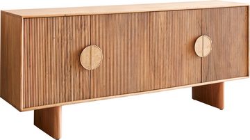 DELIFE Sideboard Surimu, Akazie Hellbraun 175 cm 4 Türen 2 Fächer Kork-Griff Holzfüße Sideboard