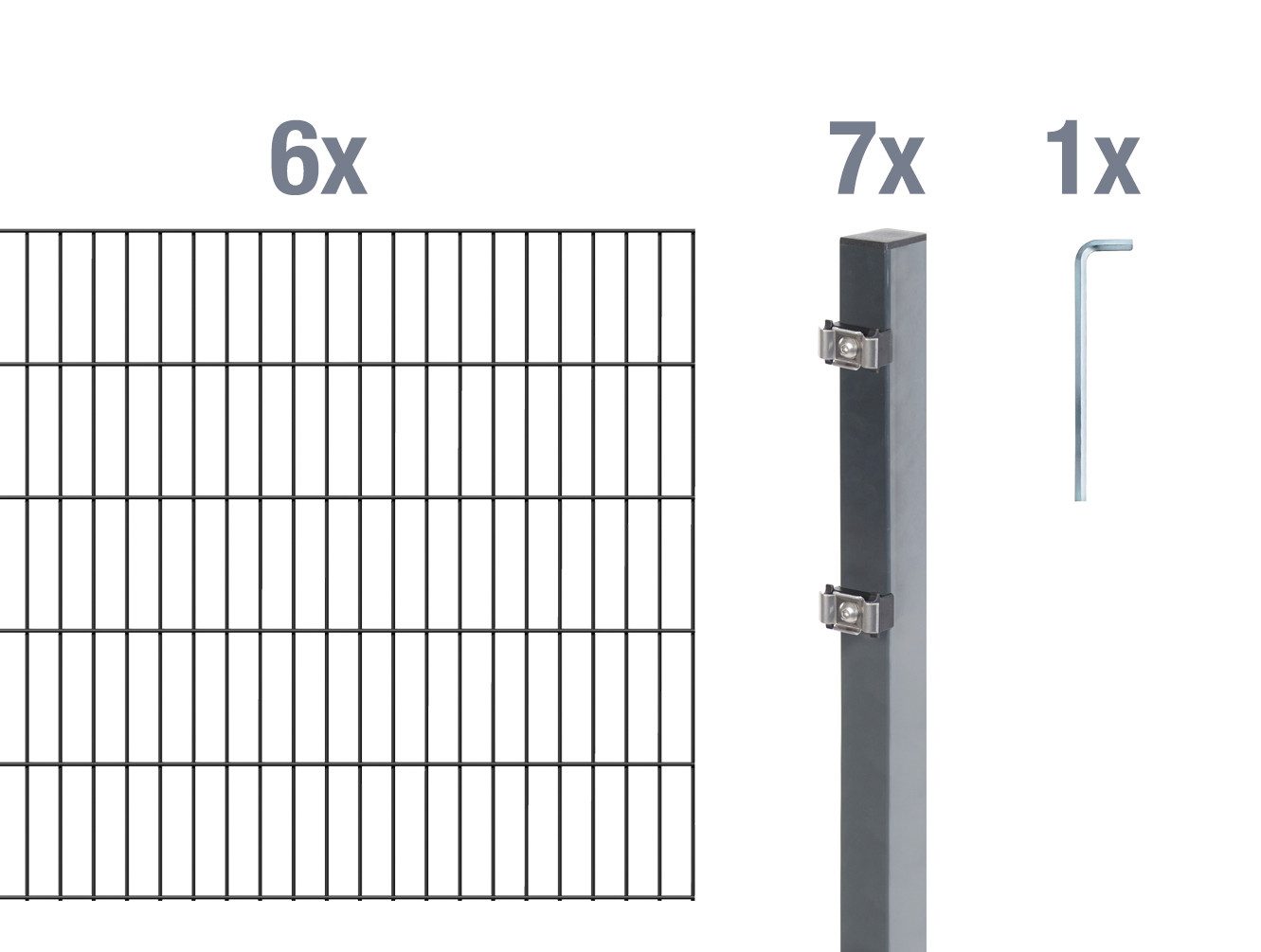 Alberts Doppelstabmattenzaun Grundset, (Set), Höhe: 80-200 cm, Gesamtlänge: 4-30 m, zum Einbetonieren