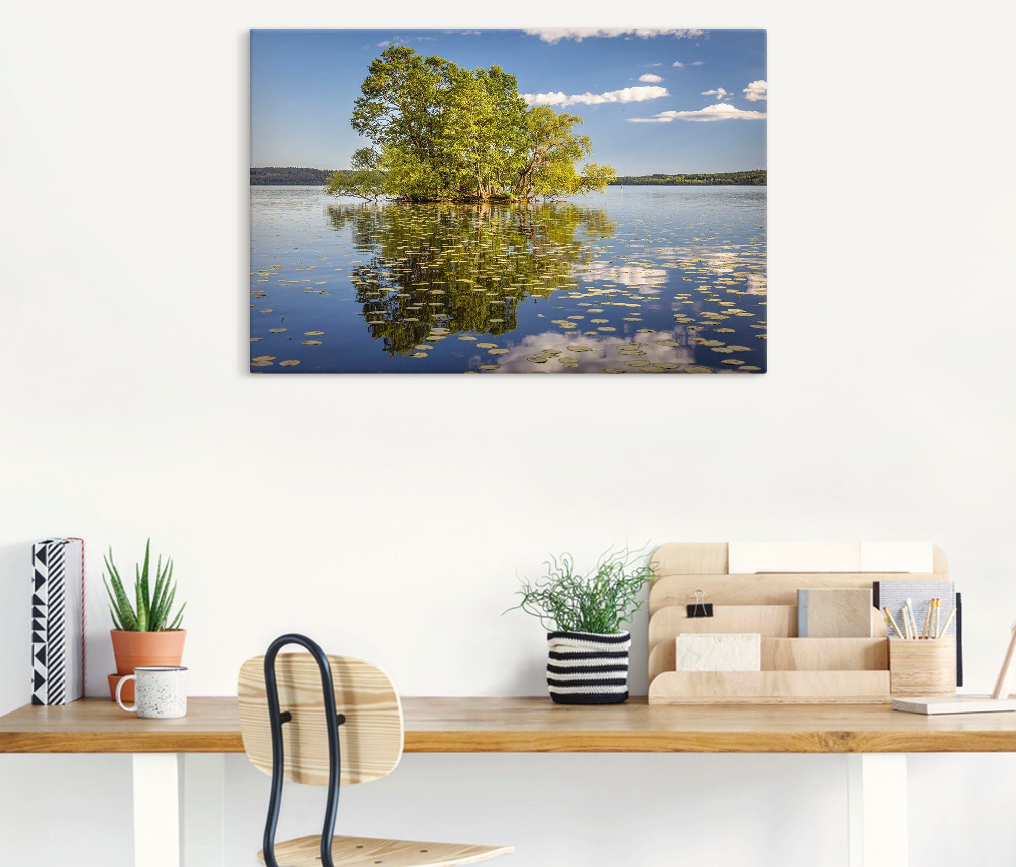 Größen Wandbild als Seebilder Alubild, Mälarsee, St), im Poster versch. Wandaufkleber Artland Leinwandbild, in Bauminsel oder (1