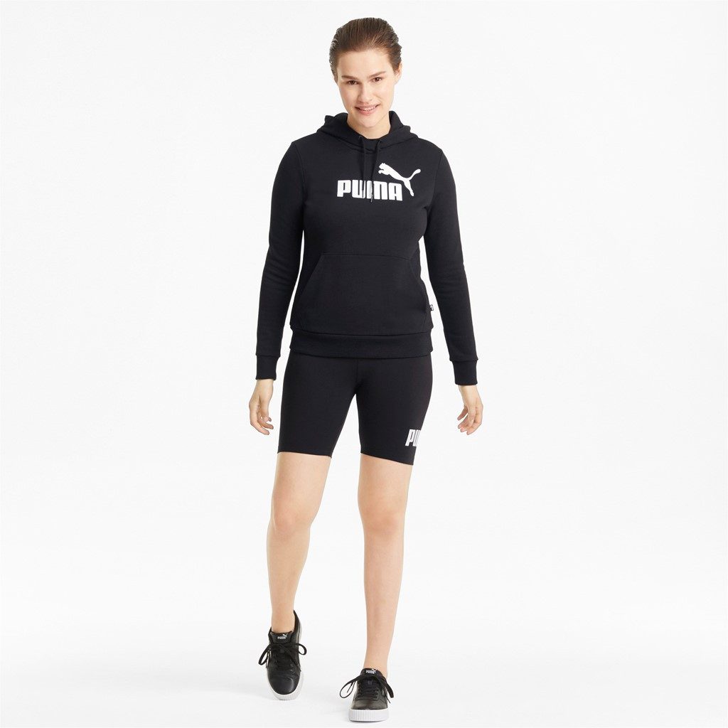 PUMA Kapuzenpullover Freizeit Essentials Logo - Baumwolle - schwarz Damen