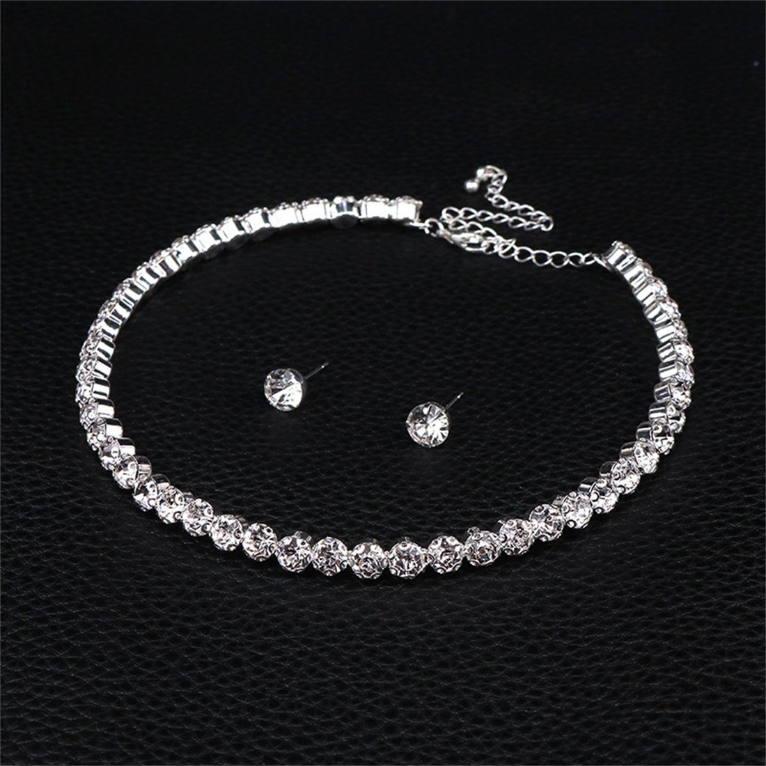 3er-Set DÖRÖY Diamant-Armband-Ohrringe-Halskette Schmuckset volles Brautschmuck-Set,