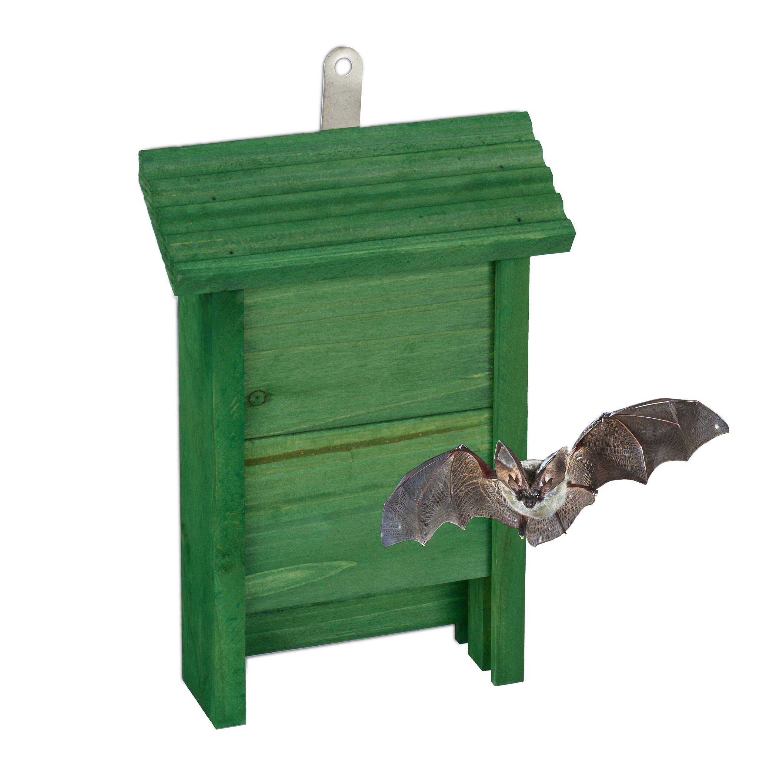 relaxdays Vogelhaus Grüner Fledermauskasten aus Holz