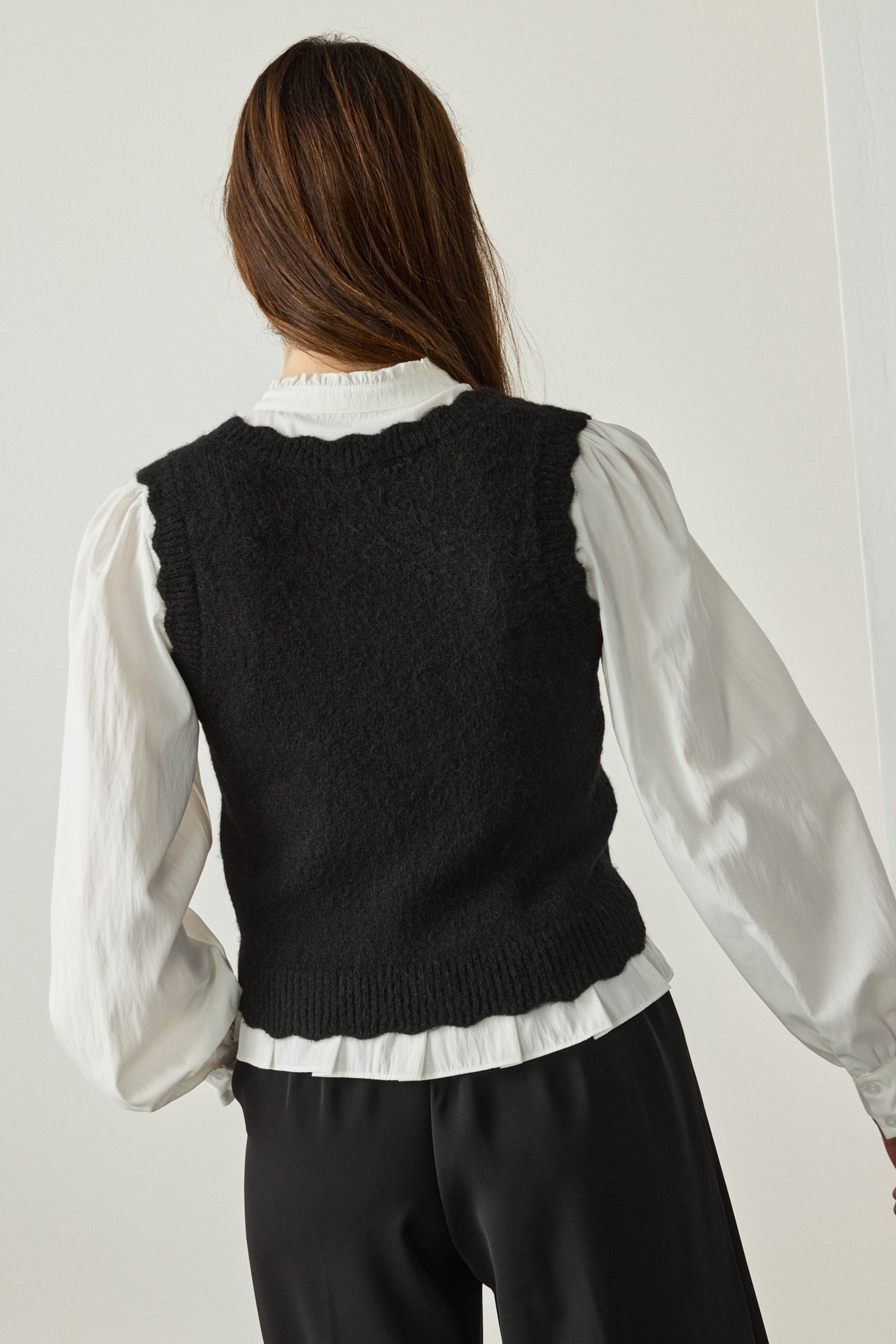 Next Pullunder Strick-Tanktop mit Hemdlage und Rüschenausschnitt (2-tlg) günstig online kaufen