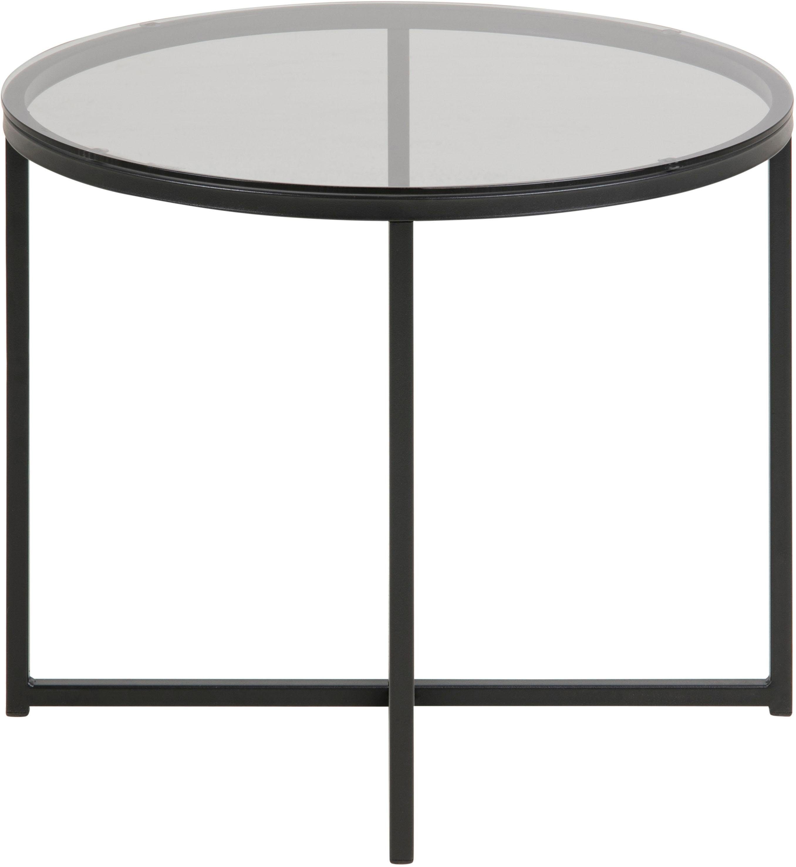 andas Couchtisch Conrad, Tischplatte aus Rauchglas, Metallgestell, Breite  55 cm