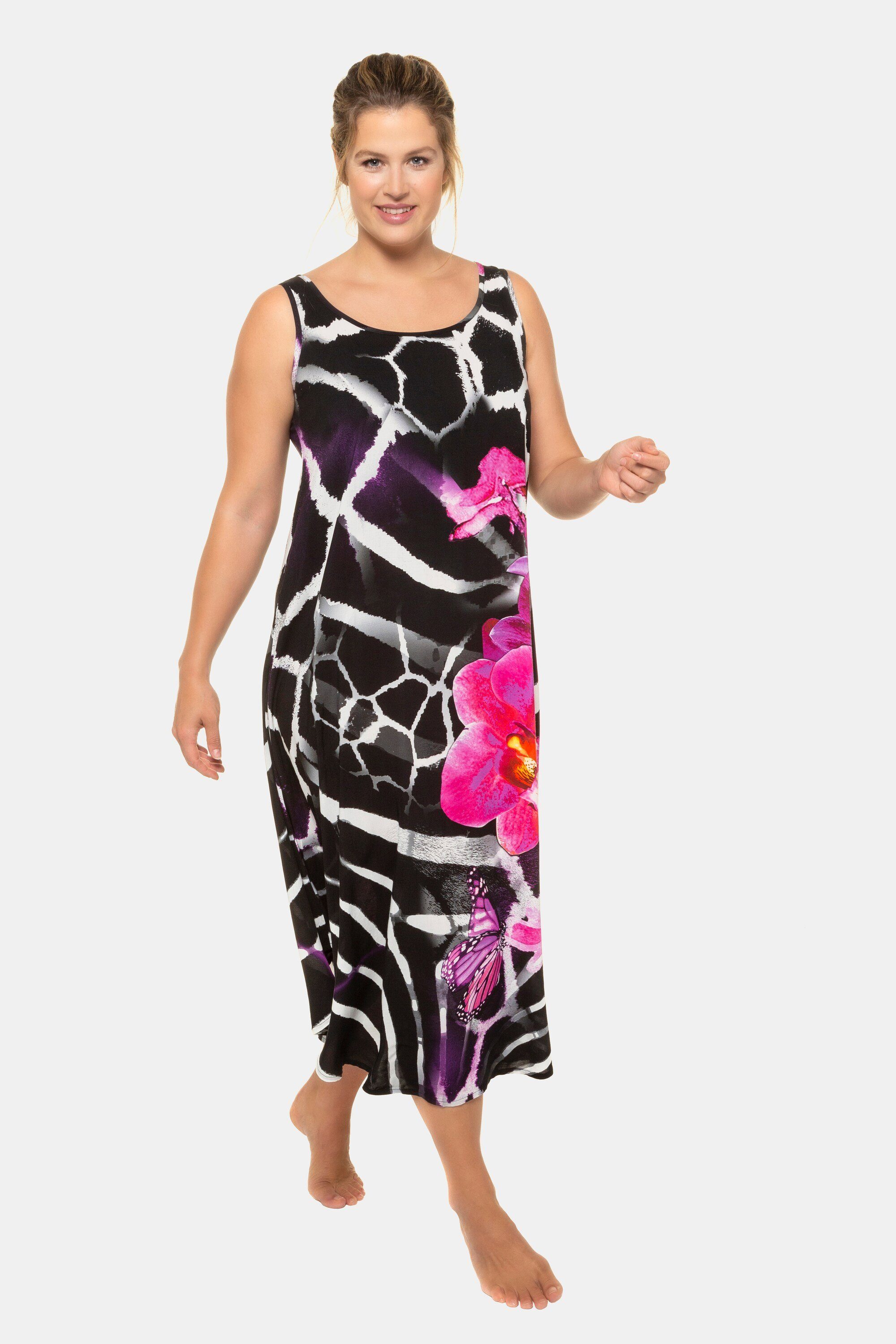 Ulla Popken Strandkleid Kleid Animal-Muster Blüten A-Linie