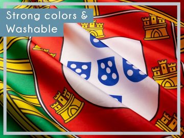 PHENO FLAGS Flagge Portugal Flagge 90 x 150 cm Portugiesische Fahne Nationalfahne (Hissflagge für Fahnenmast), Inkl. 2 Messing Ösen