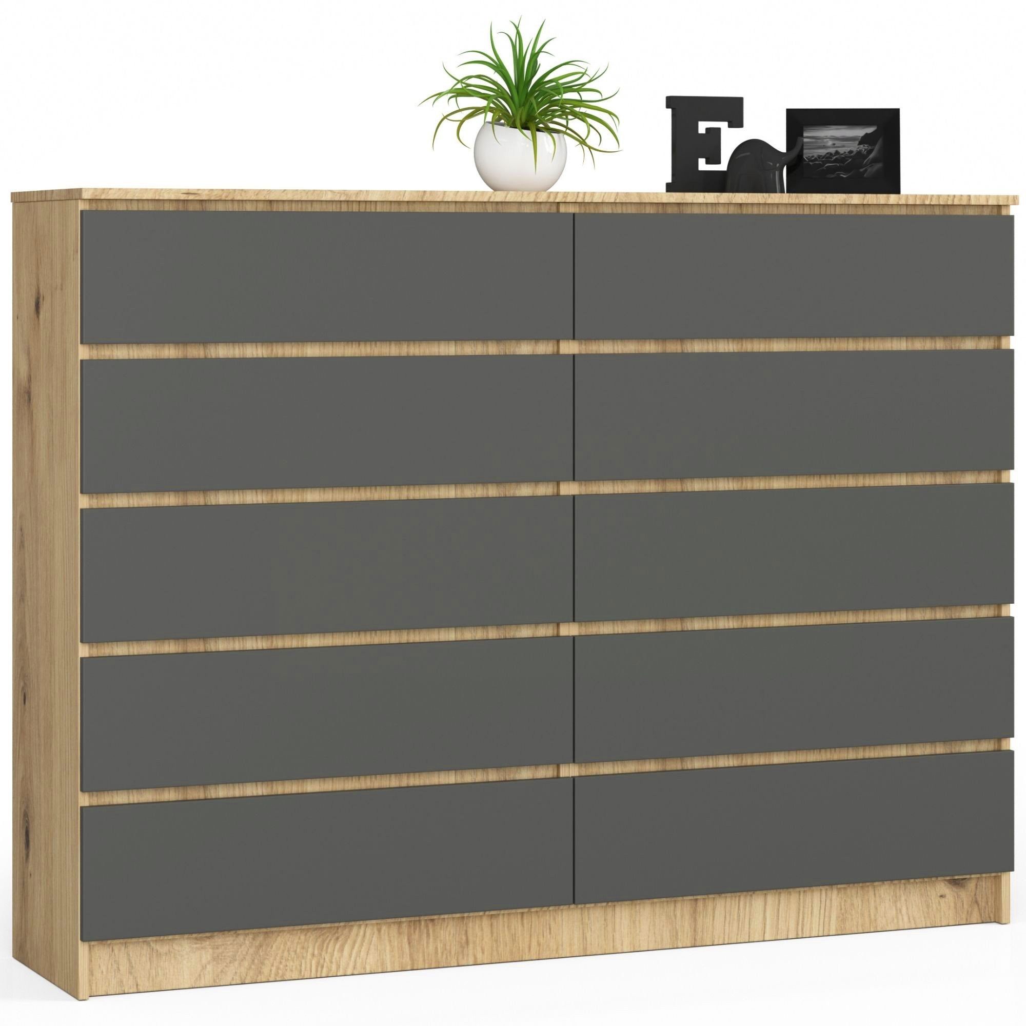 Kommode mit 8 Schubladen 160 cm breit Holz Schrank