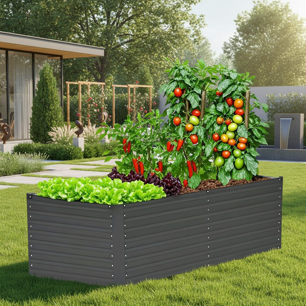 KONIFERA Hochbeet "Emmy", bodenloses Gartenbeet aus verzinktem Stahl, mit Verstrebungen für mehr Stabilität, in zwei Farben