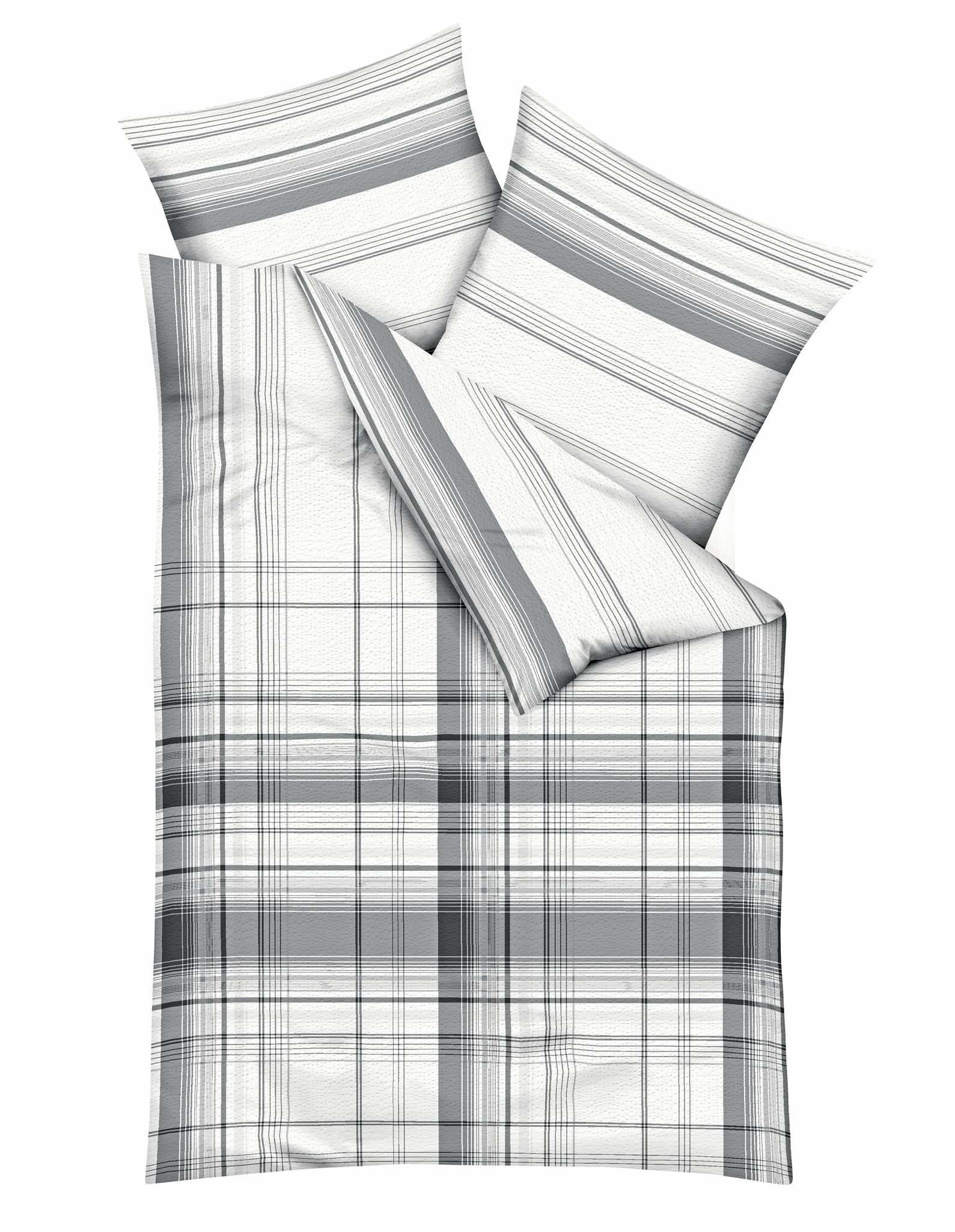 JACK Wendebettwäsche 135x200cm / 155x220cm Facile Grau Streifen Kariert Kae günstig online kaufen