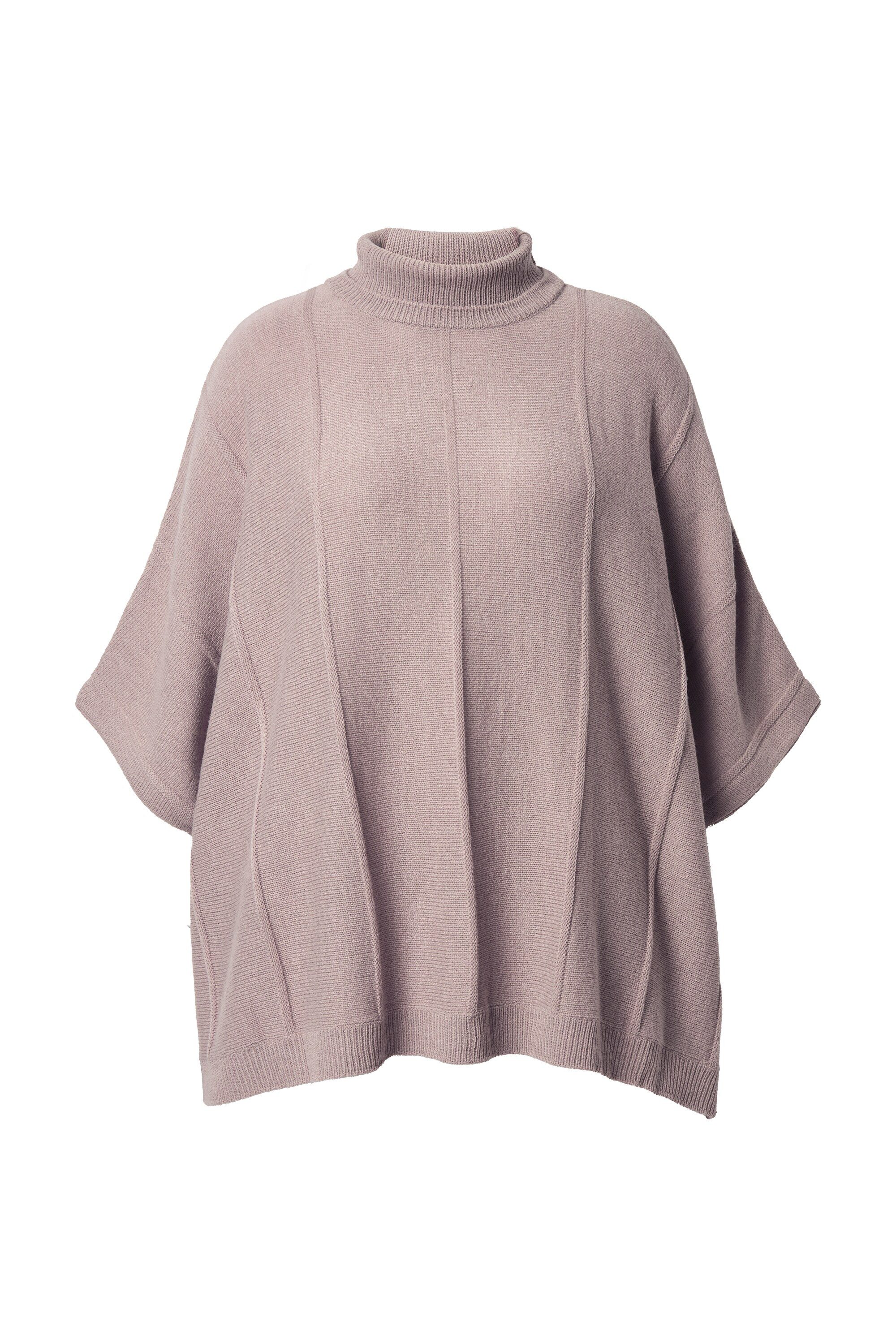 Ulla Popken Pullunder Strickponcho Strukturrippen Oversized Rollkragen