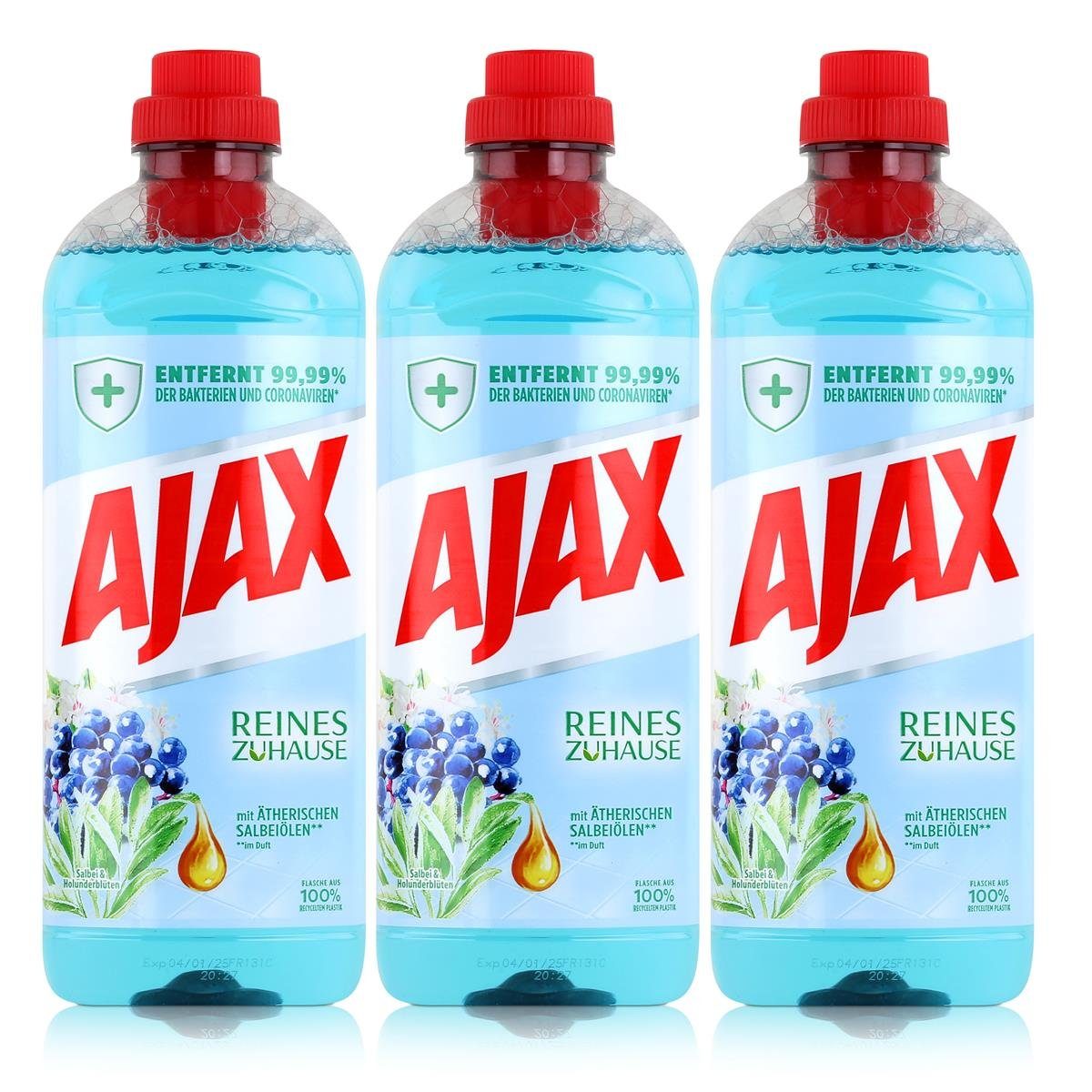 1L AJAX Holunderblüten & Allzweckreiniger P Ajax Reines Zuhause (3er Allzweckreiniger Salbei