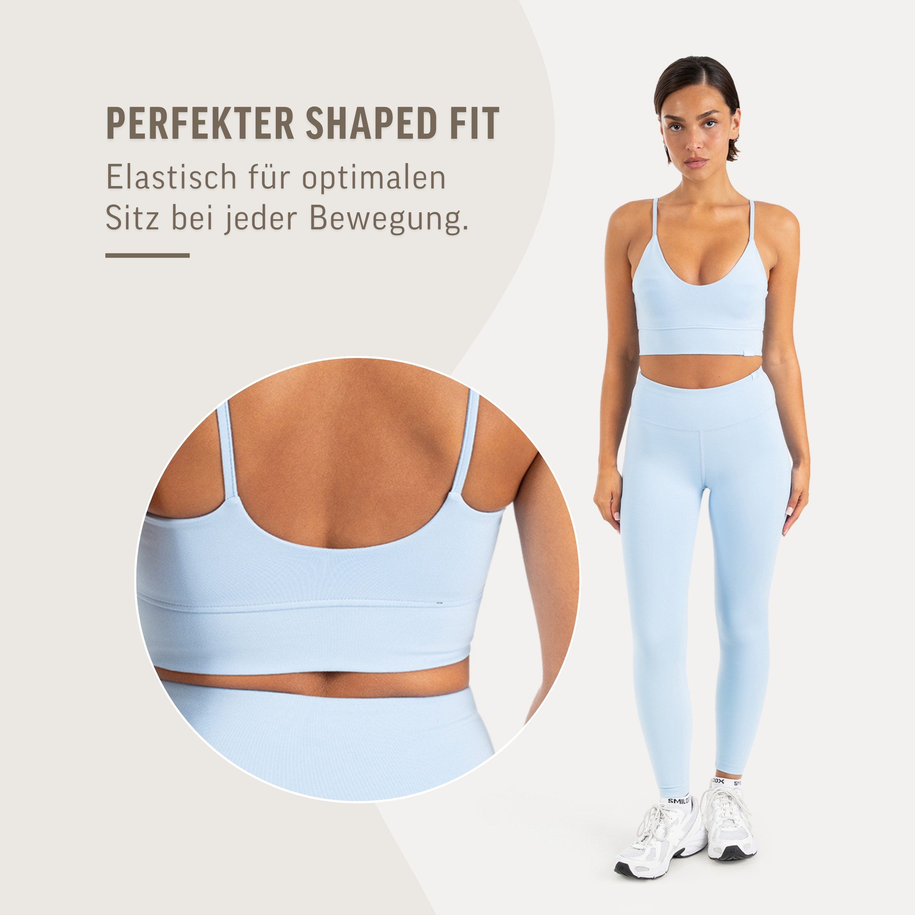 Smilodox T-Shirt Lunara Damen, Sommer Top, Shaped Fit, mit V-Ausschnitt, für Gym Shaping Fit, Stretch-Komfort, kurze Passform, V-Neck – Bild 5 von 5