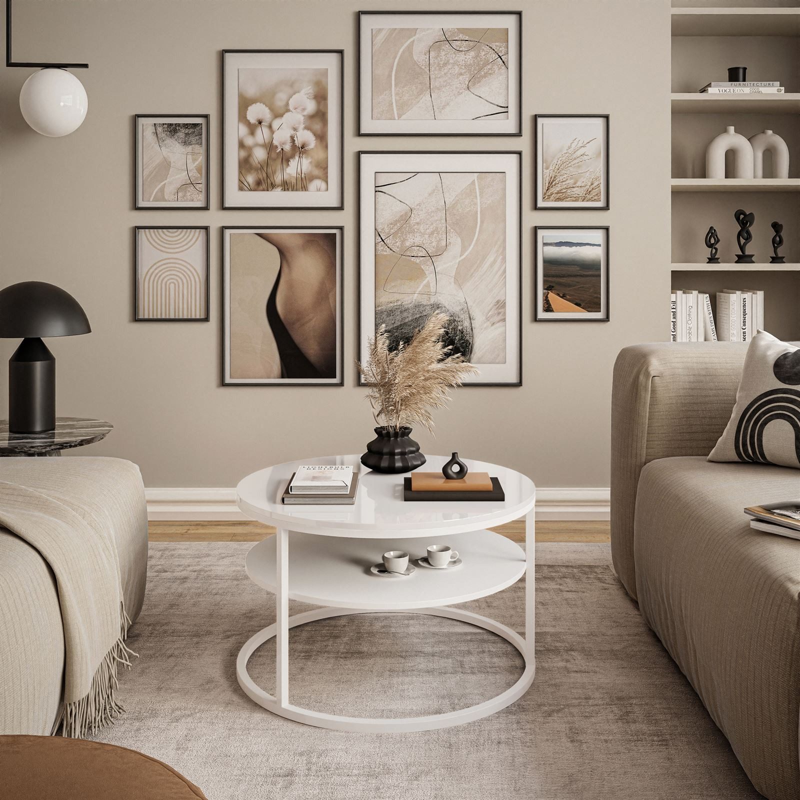 Lookway Couchtisch CIRI Hochglanz mit Ablage (1 Tisch), Durchmesser: ⌀70 cm günstig online kaufen