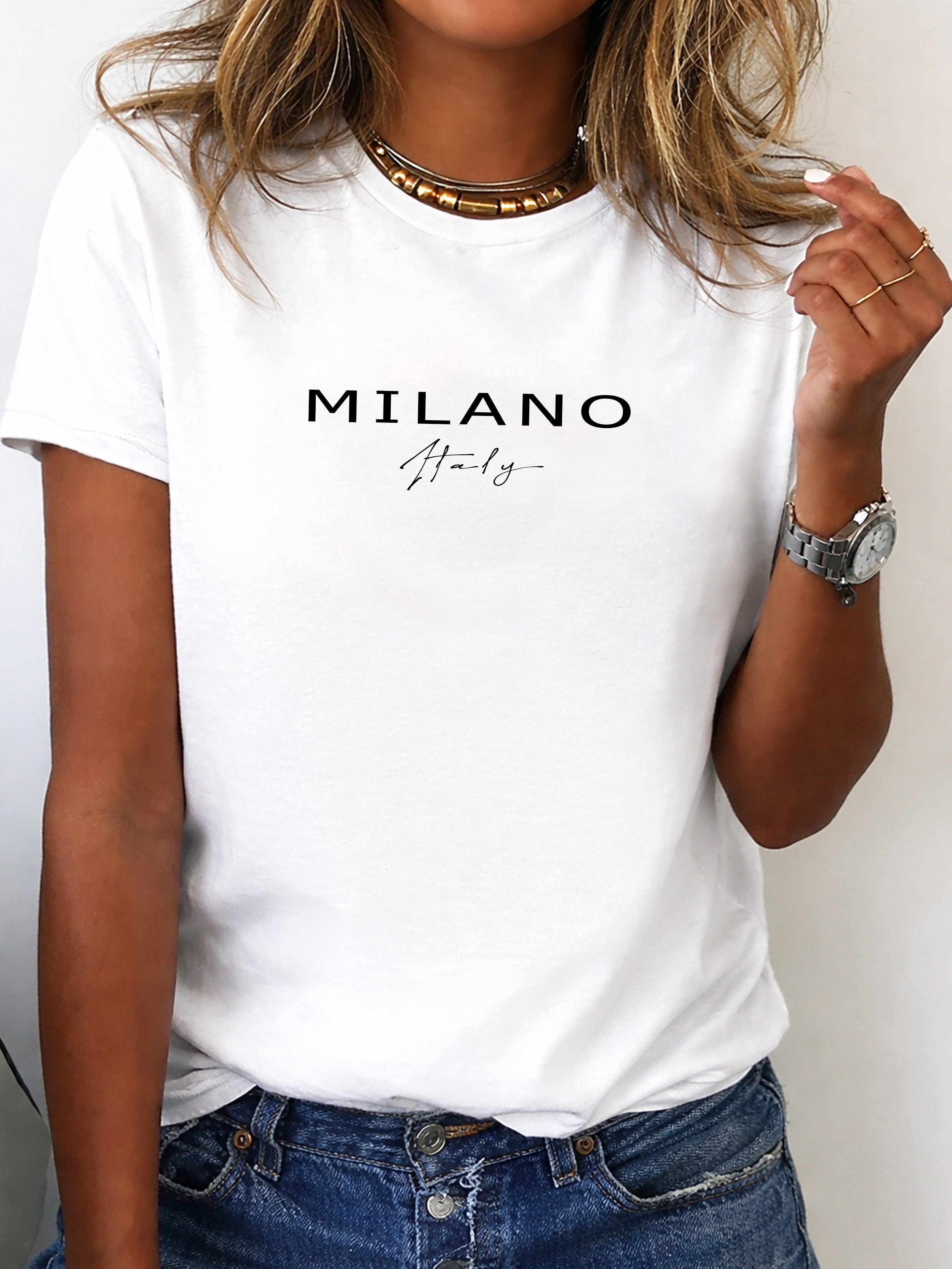 T-Shirt Damen Shirt Basic Rundhals Glücklich Be Happy