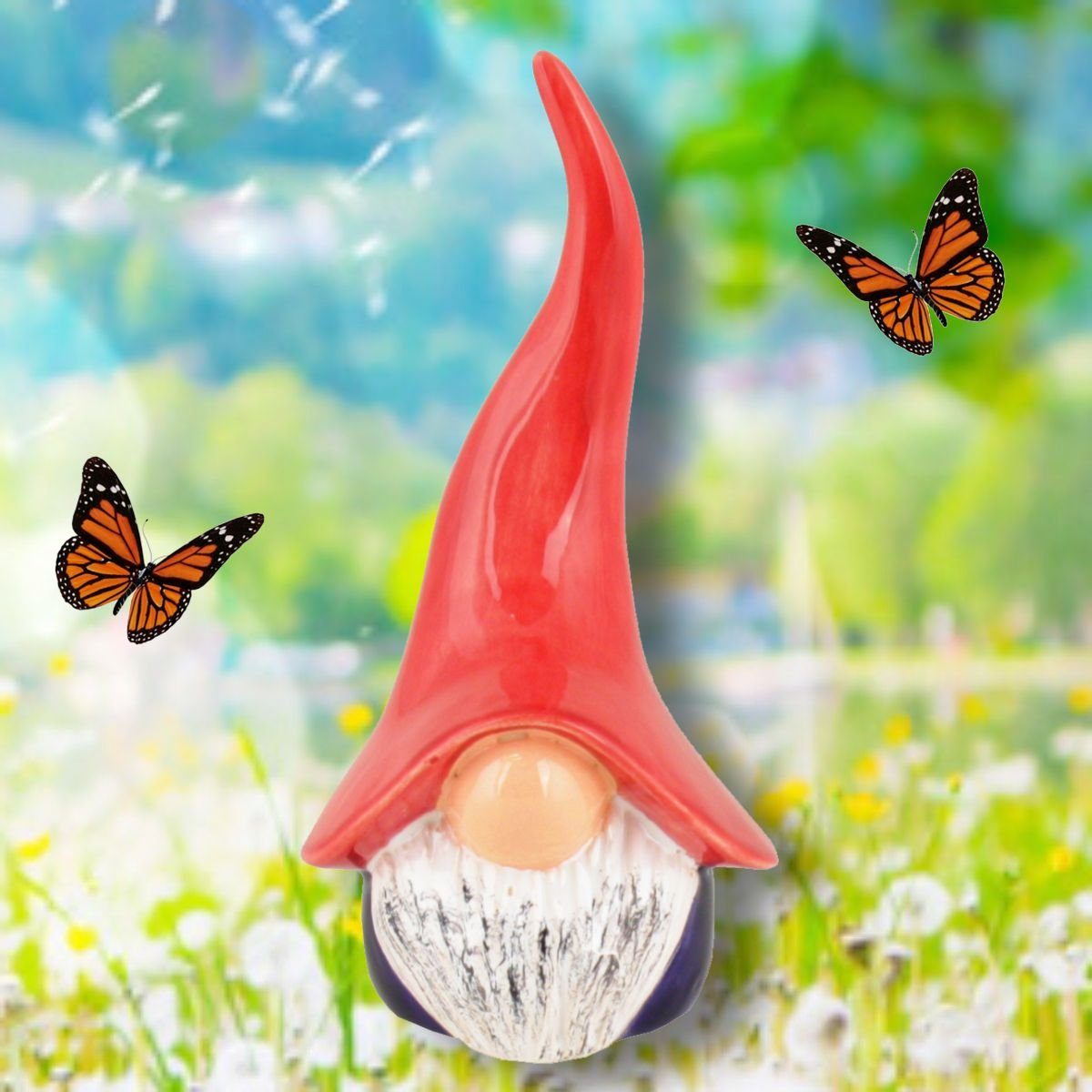 Tangoo Gartenfigur Tangoo Keramik-Wichtel blau ca 18cm H, (Stück)