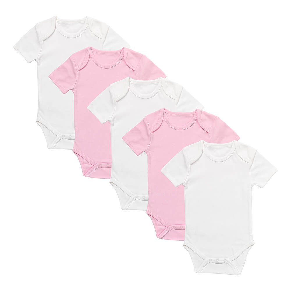 Schlummersack Kurzarmbody Baby-Bodys kurzarm 5er-Pack OEKO-TEX zertifiziert Rosa | Shirtbodies