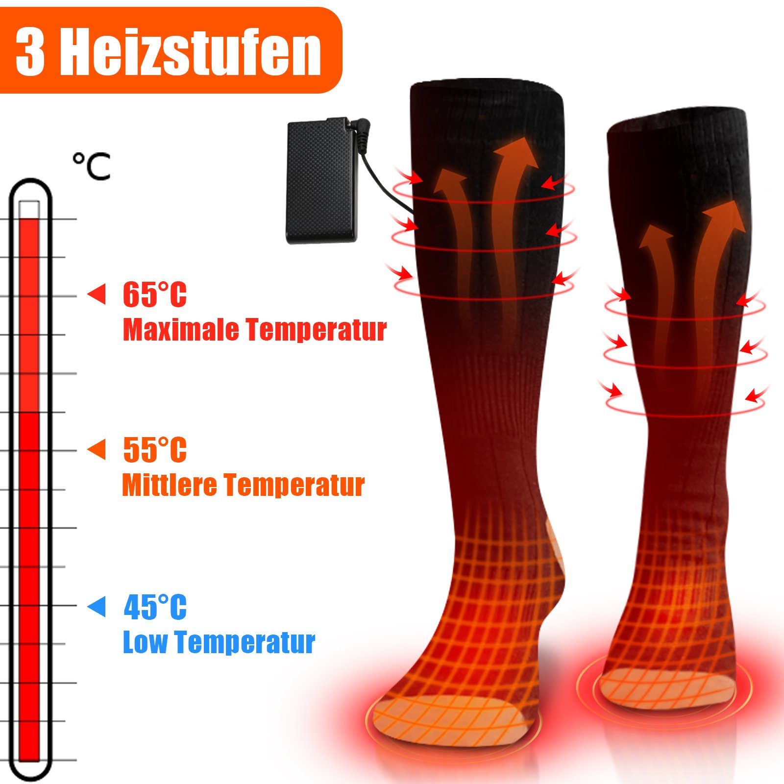 4200mAh Beheizbare Einlegesohlen elektrisch Socken Gimisgu Sportsocken Kaltwetter Therm-ic