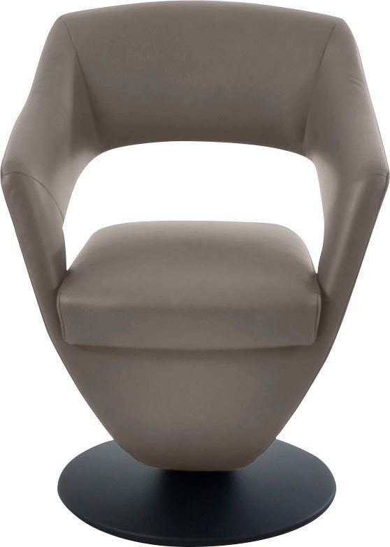 mit K+W Leder-Drehsessel stahl Drehstuhl schwarz Drehteller & Wohnen hohem Kansas, Sitzkomfort, in 85 Komfort Design