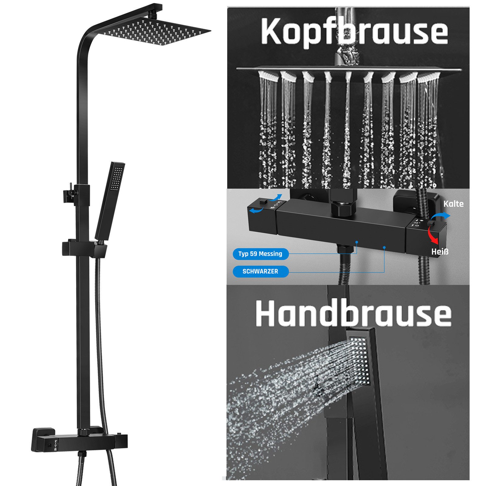 oyajia Duschsystem Brausegarnituren Edelstahl Duschstange Set günstig online kaufen