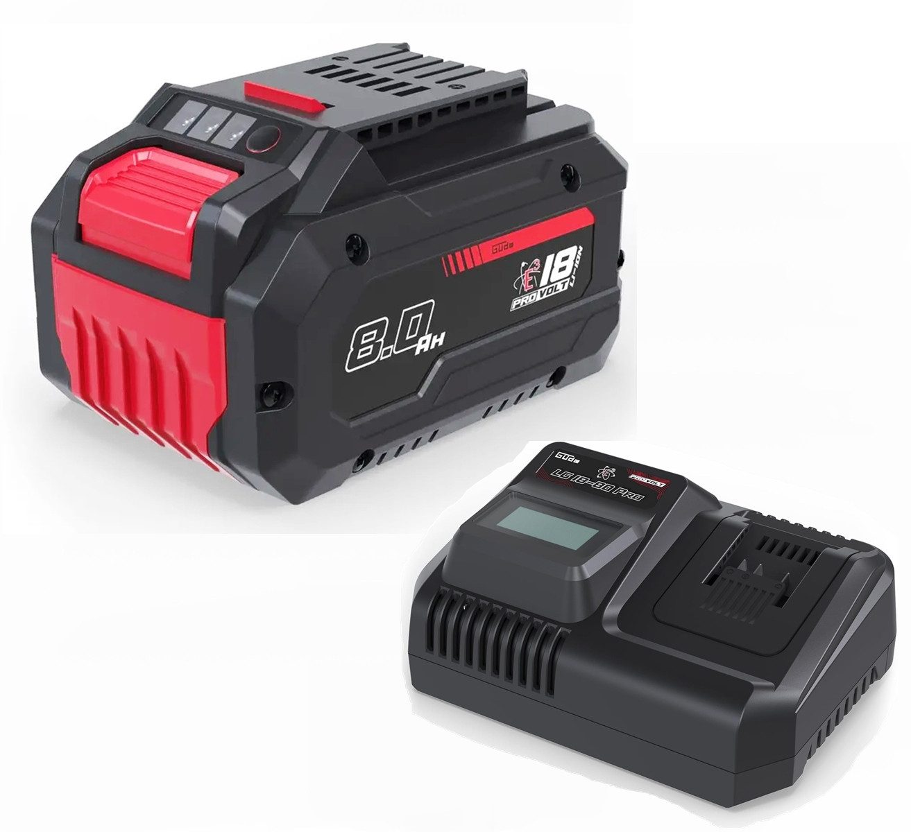 Güde Starterset Akku APPV 18-80 8.0 Ah 18V + LG 18-80 Pro Ladegerät 8A Akkupacks