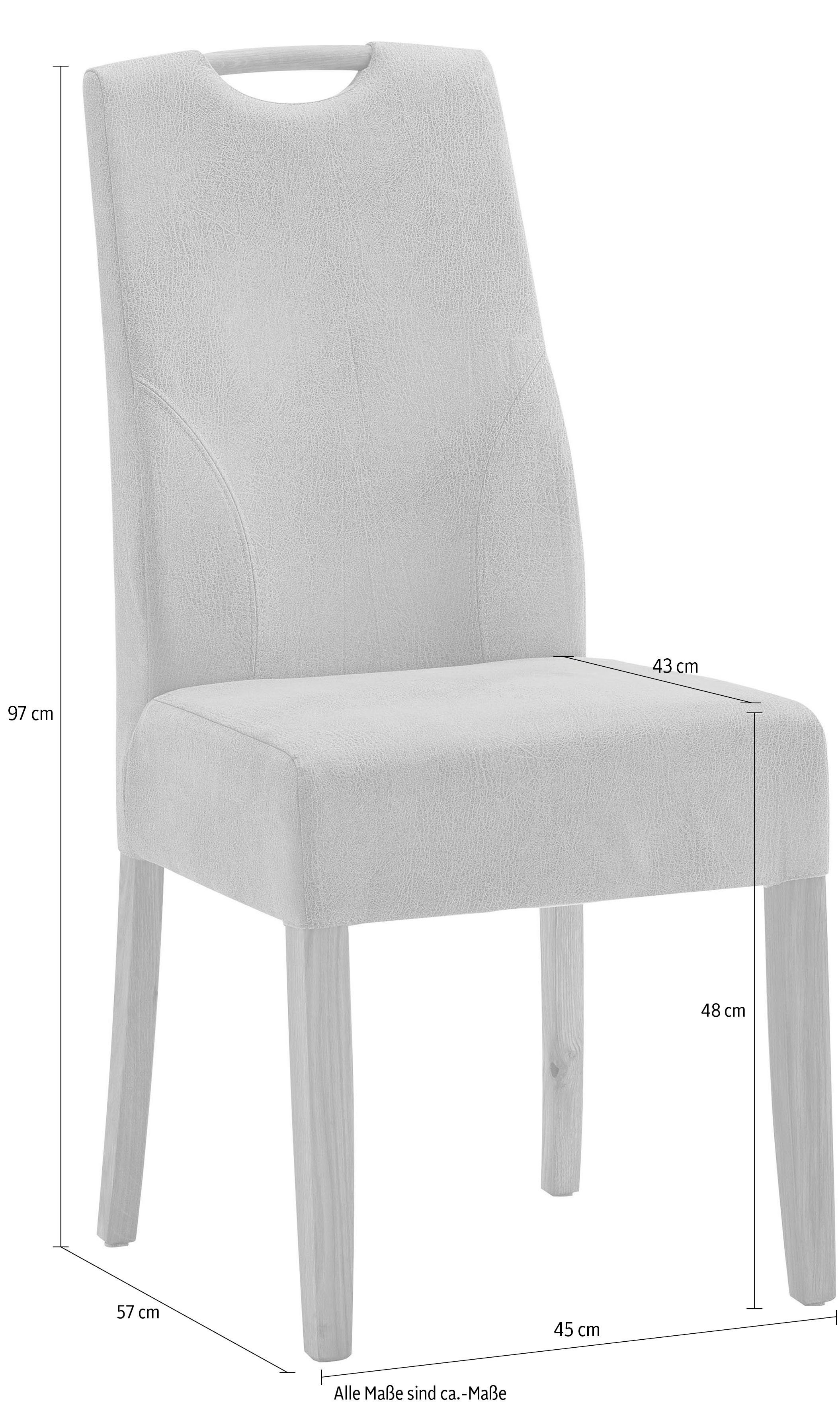 NIEHOFF SITZMÖBEL Esszimmerstuhl Top Chairs, massive 2er-Set, Rücken, natur Eiche Griff Füße im Griff und