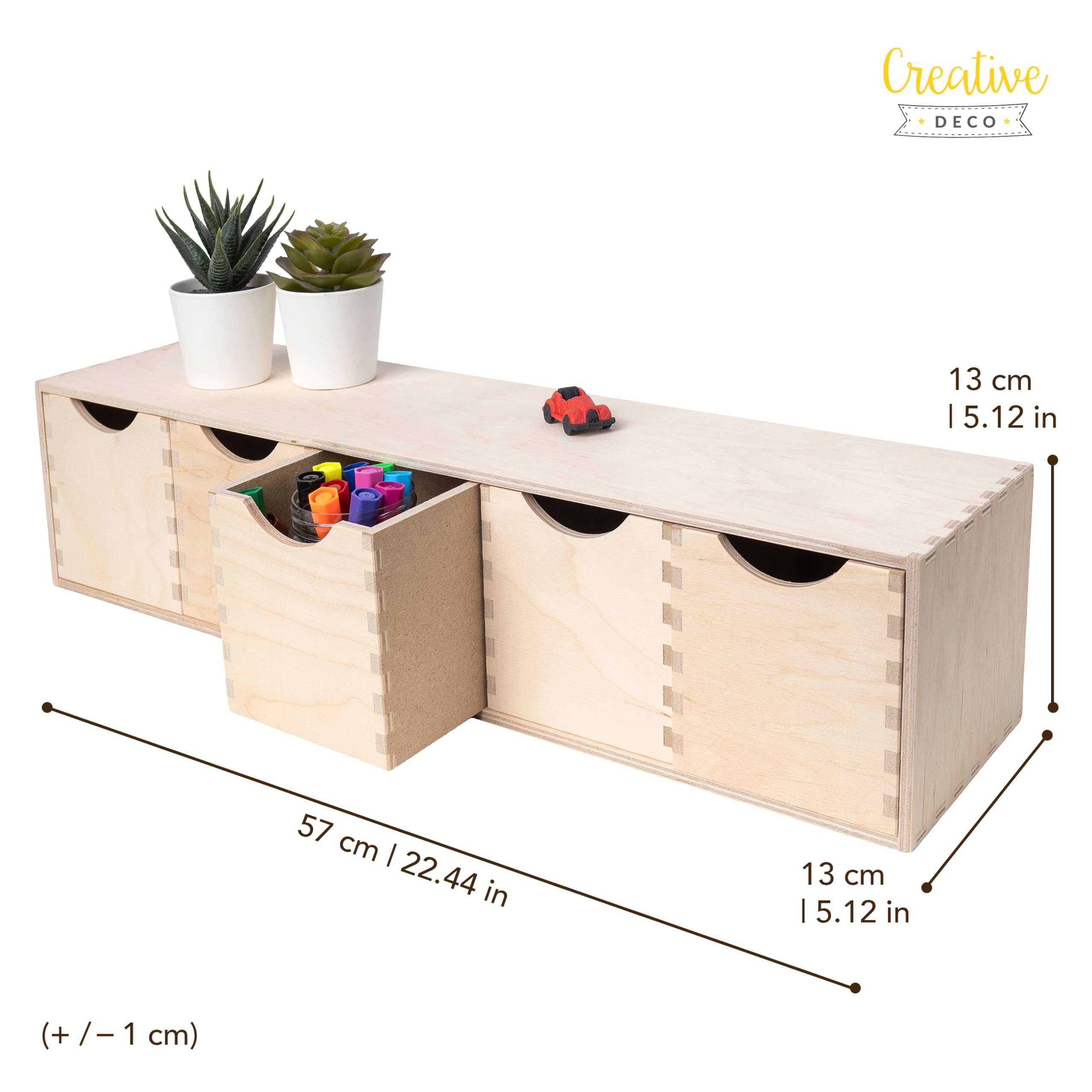 Creative Deco Schubladenbox Schubladenelement Mini-Kommode aus Birkensperrholz, (5-St)