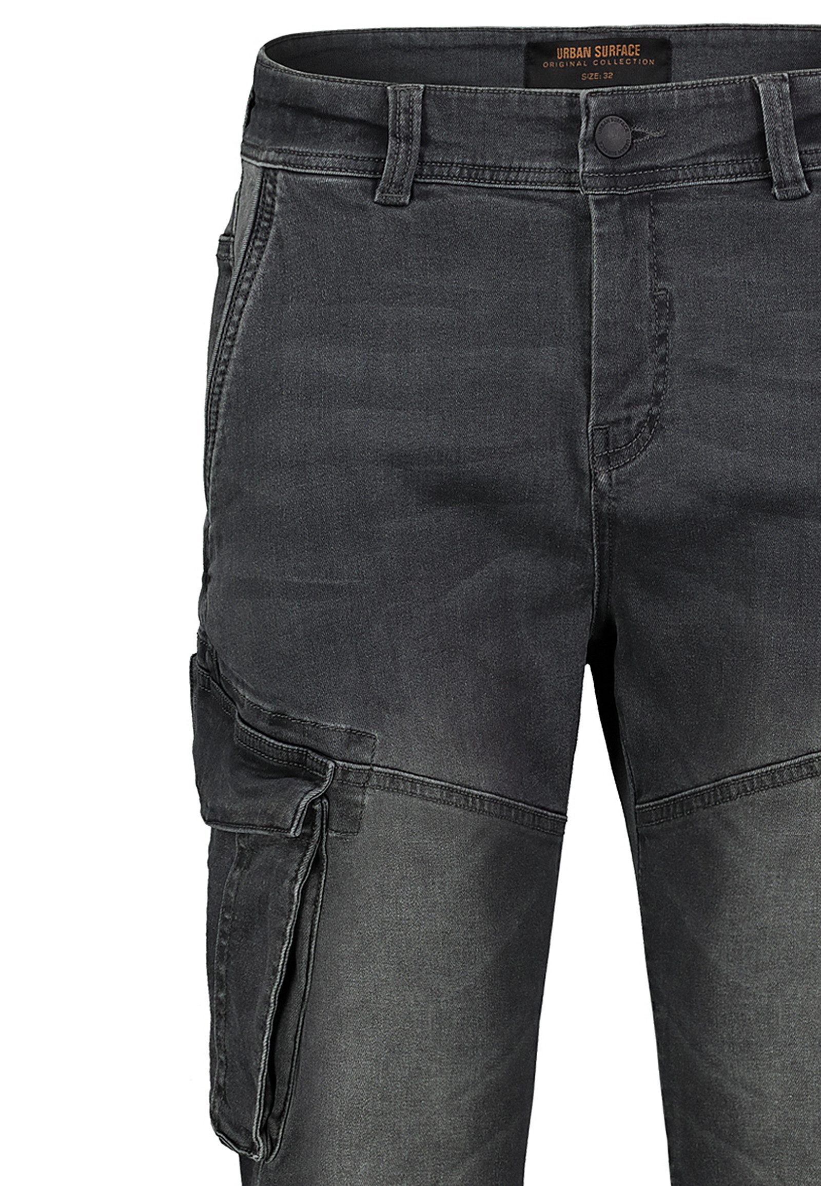 Urban Surface Regular-fit-Jeans Robustes Design mit praktischen Cargo-Tasch günstig online kaufen
