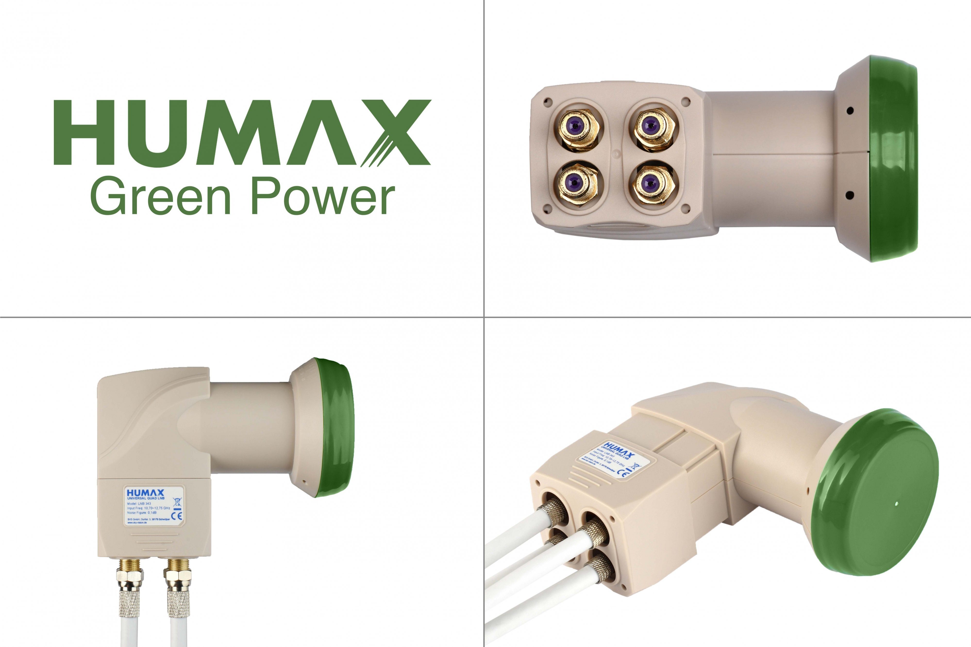 Humax Green Power Quad-LNB 343, stromsparend Universal-Quad-LNB (für 4 Teilnehmer, Umweltfreundliche Verpackung, LTE Filter)