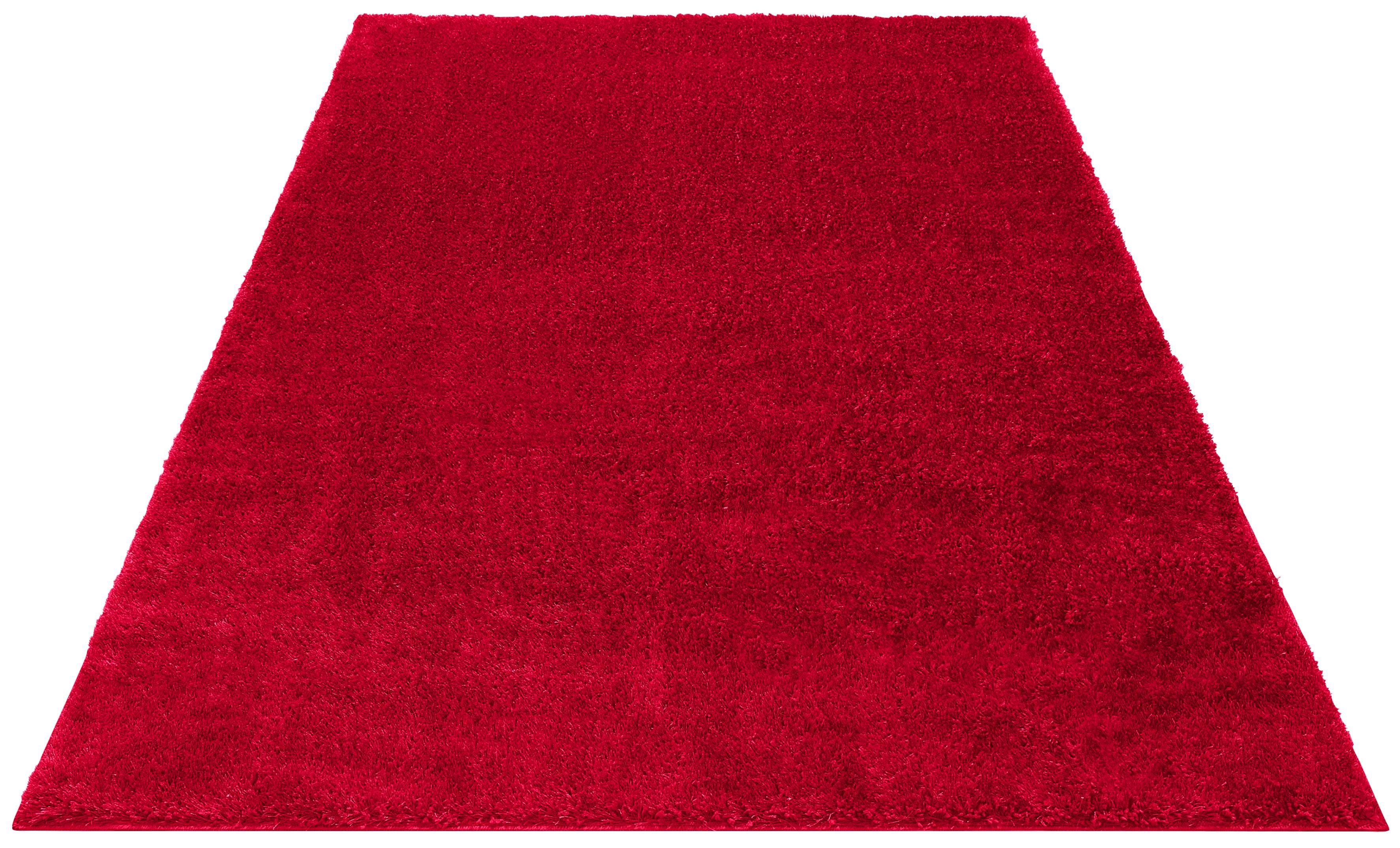 Hochflor-Teppich Mikro Soft Ideal, my home, rechteckig, Höhe: 30 mm, Microfaser, extra flauschig, Weich, Pflegeleicht, Elegant, Uni rot
