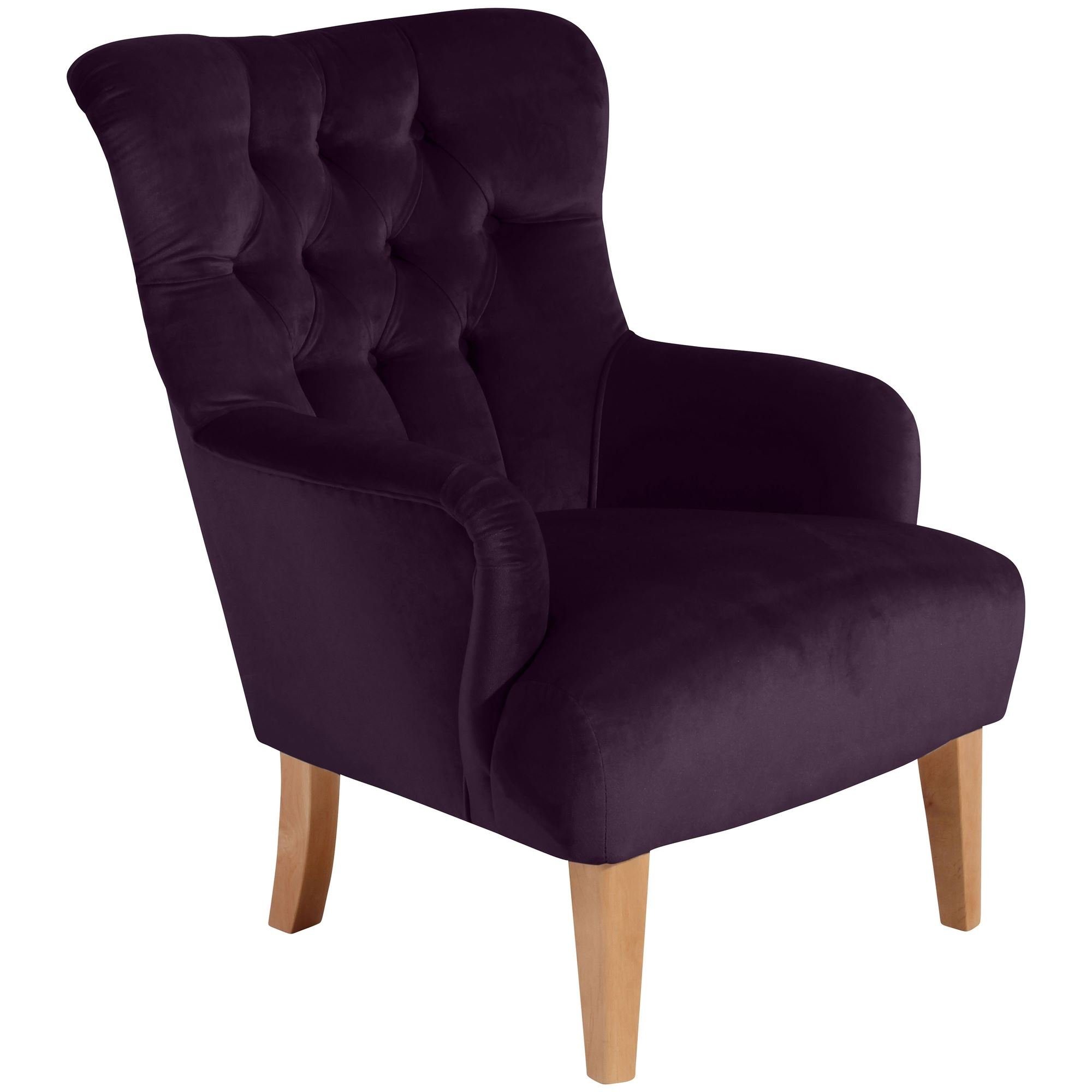 58 purple Versand, hochwertig 1-St), Kaiya (Sparpreis 21223 aufm verarbeitet,bequemer Kessel natur Sessel Sitz / inkl. Sessel Samtvelours Bezug Buche Kostenlosem