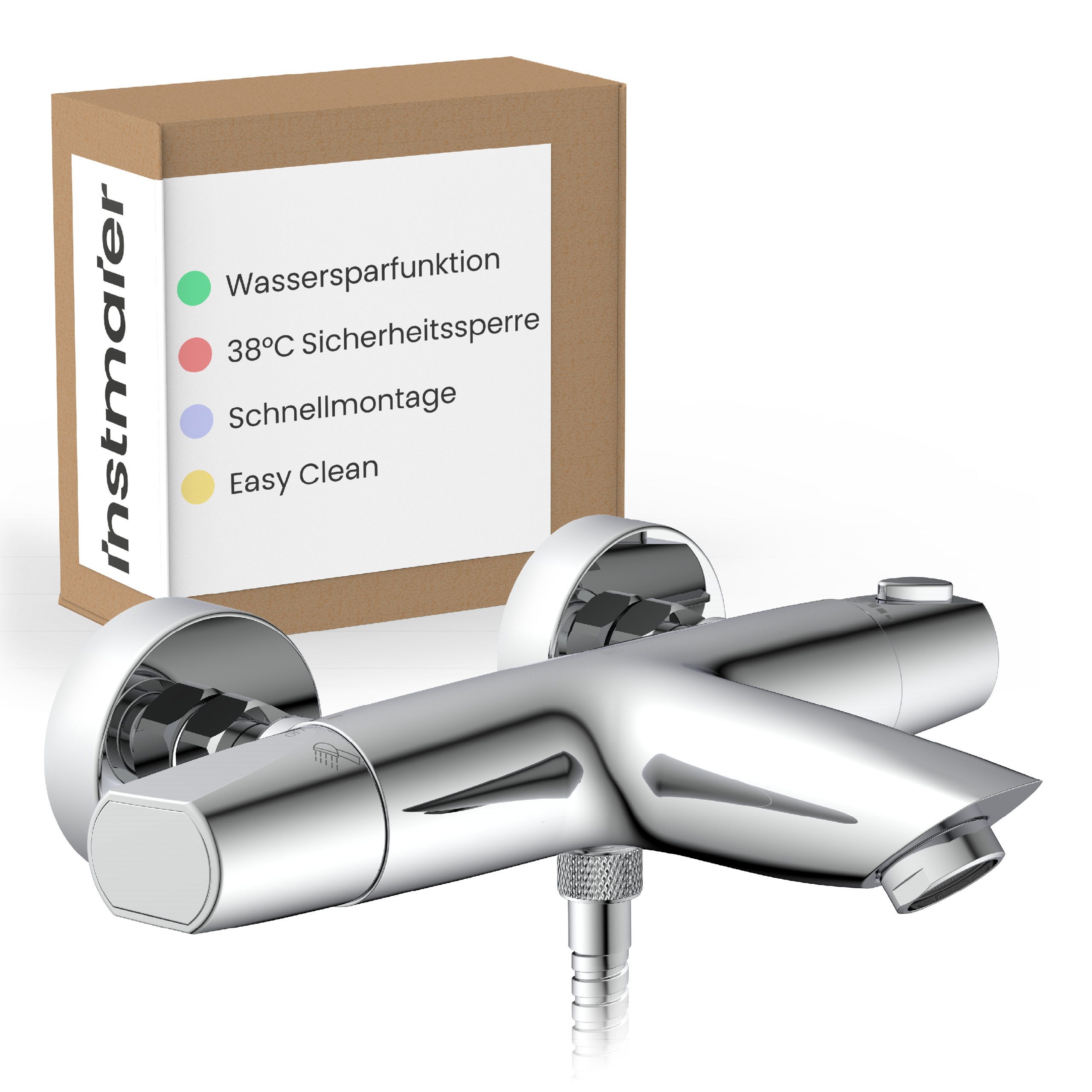 instmaier Wannenarmatur Beatrice, hochwertiges Wannenfüllthermostat Mischbatterie Chrom
