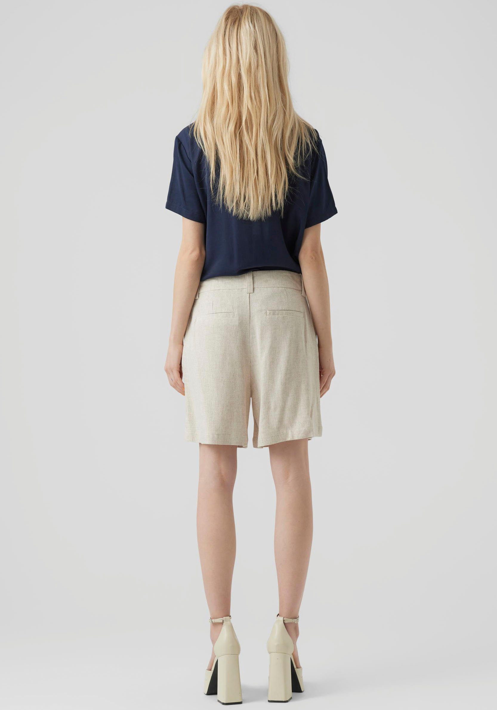 Vero Moda Bermudas VMVERHERA MR Tone LINEN Leinen-Anteil Oatmeal SHORTS mit Nature LONG