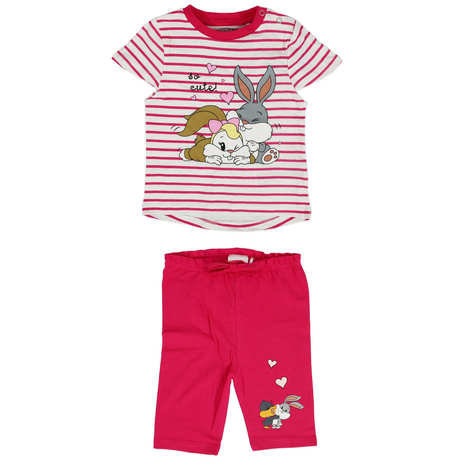 Print-Shirt Bugs und Lola Bunny Baby Mädchen Sommerset Shorts plus T-Shirt