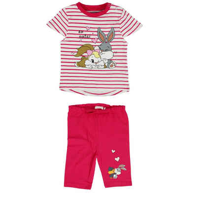 LOONEY TUNES Print-Shirt Bugs und Lola Bunny Baby Mädchen Sommerset Shorts plus T-Shirt Gr. 62 bis 86