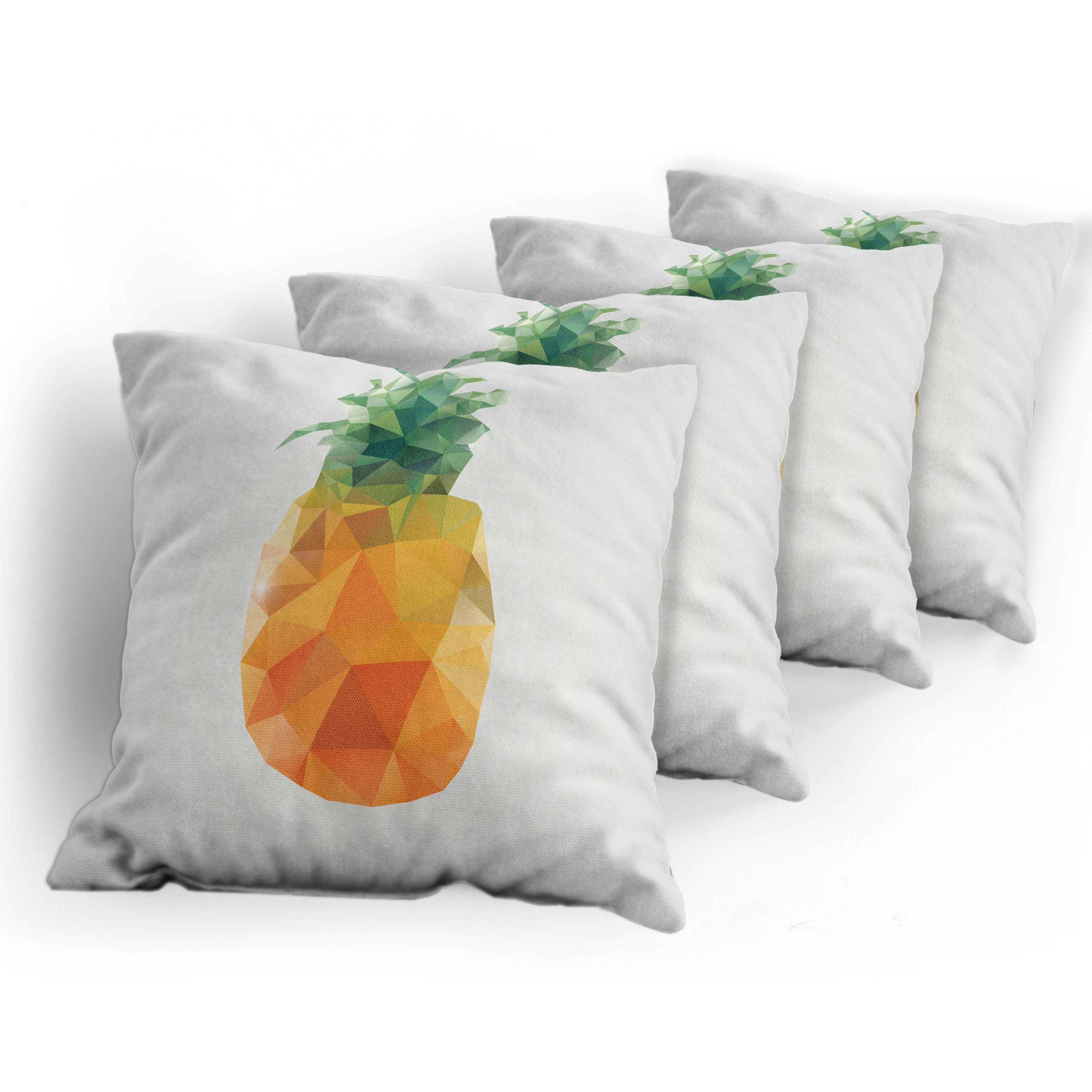 grün Doppelseitiger Accent Ananas Modern Abakuhaus Stück), Kissenbezüge orange (4 Angular Digitaldruck,