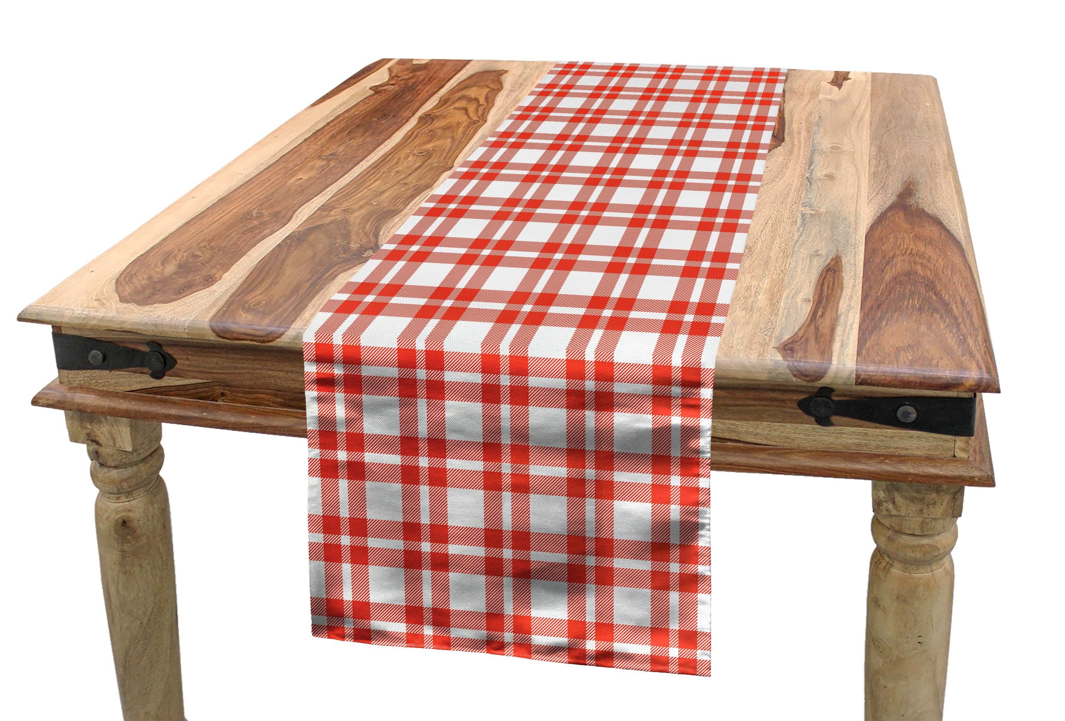 Geometrische quadratische Tischläufer, Tischläufer Abakuhaus Dekorativer Esszimmer Form rot-Weiss Rechteckiger Küche