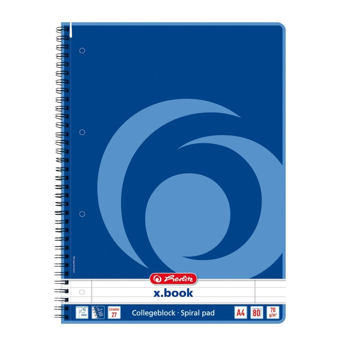 Collegeblock 5x Herlitz Collegeblock / DIN A4 / Spiralblock / liniert / 80 Blatt