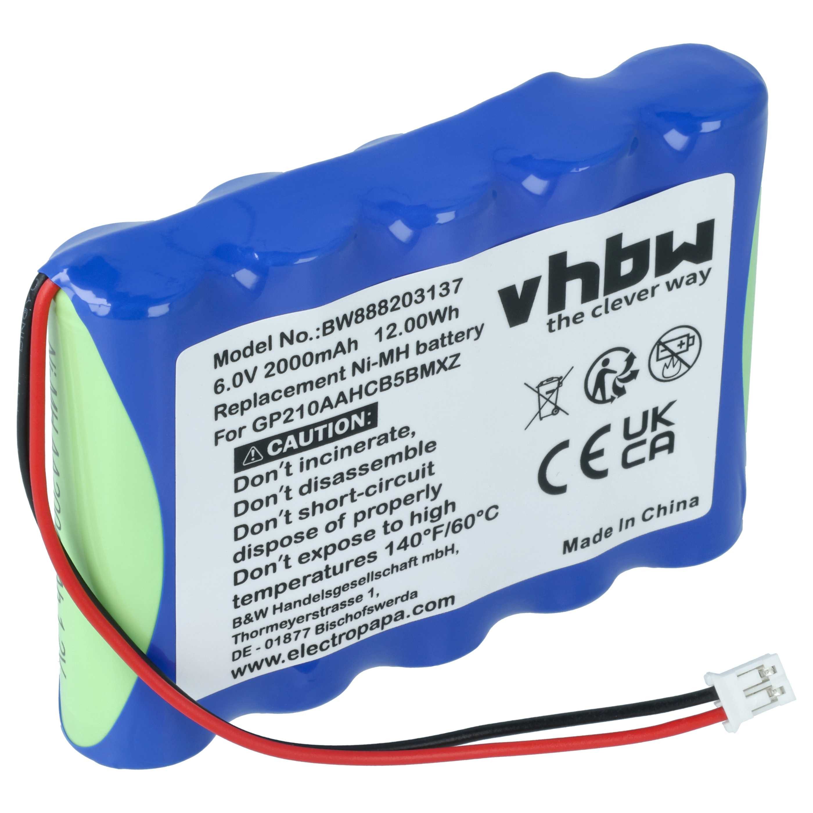 vhbw Akku Ersatz für VDW GP210AAHCB5BMXZ für Medizin (2000 mAh, 6 V, NiMH) Akku Akku NiMH 2000 mAh (6 V, 1 St), Leistungsfähiger Austausch-Akku für Ihr medizinisches Gerät