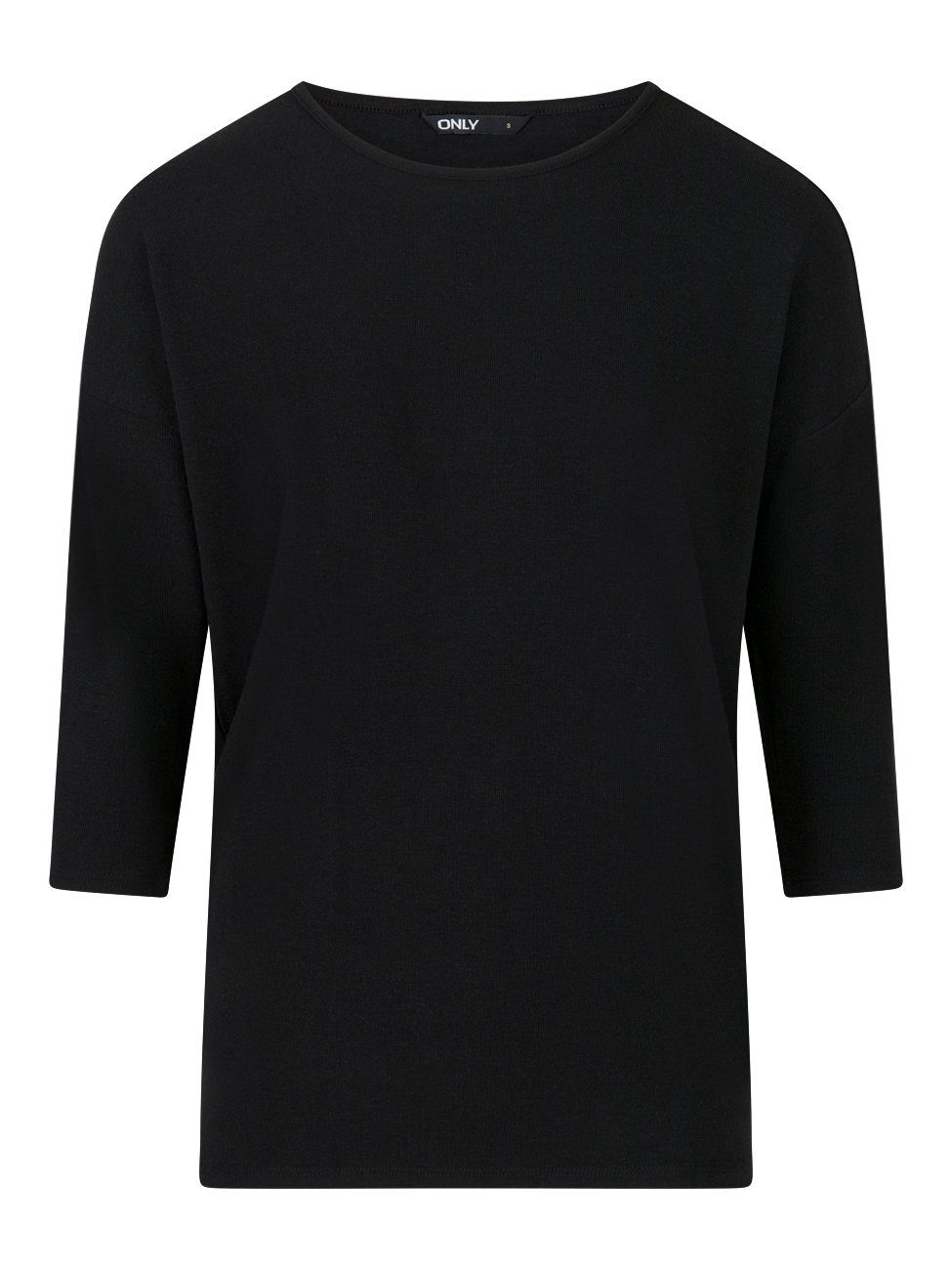 Damen Top Arm 3/4 Regular Fit ONLY T-Shirt mit Ärmel (15289509) Shirt 3/4 (2-tlg) Basic Rundhalsausschnitt ONGLAMOUR Black
