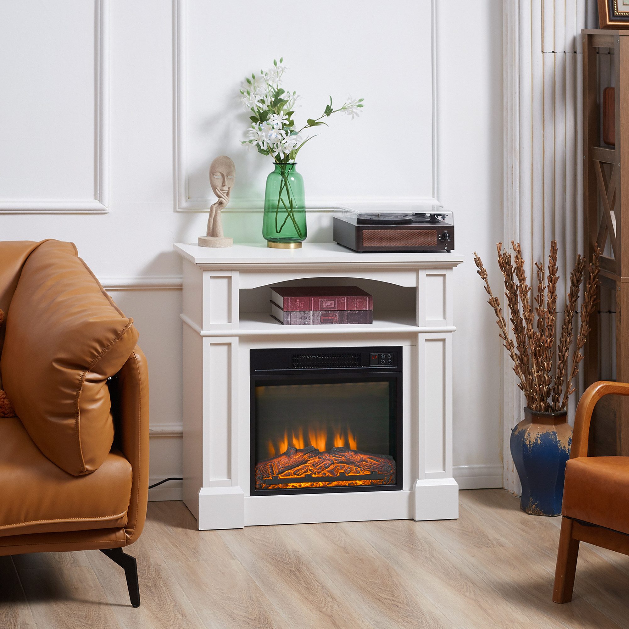 HOMCOM Elektrokamin mit Heizung, 3D LED-Flammeneffekt, günstig online kaufen
