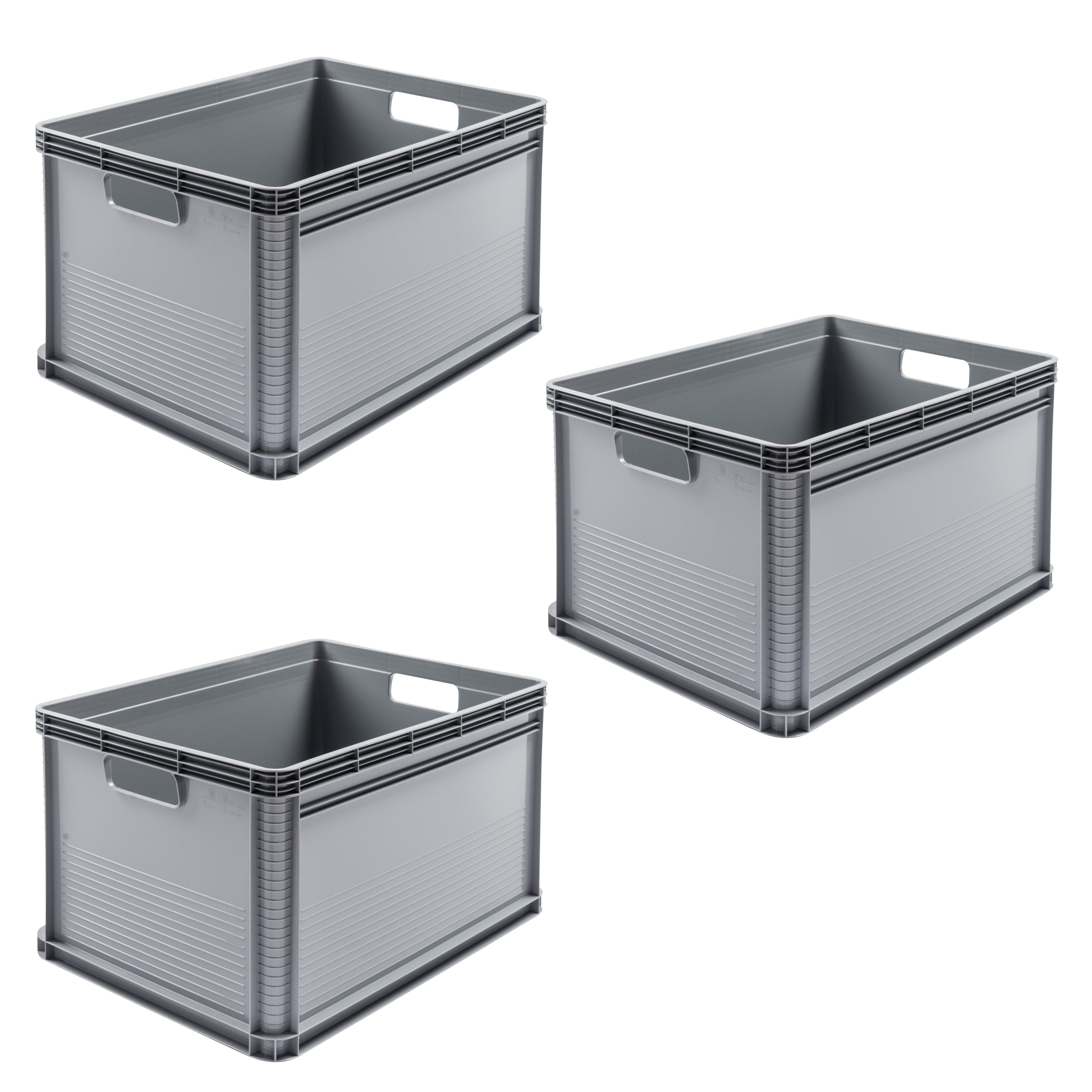 keeeper Transportbehälter Transportbox robert, 3er Set, 64 L, 60 x 40 x 32 cm, (Set, 3-St), säure- und laugenbeständig, 60 kg Tragkraft