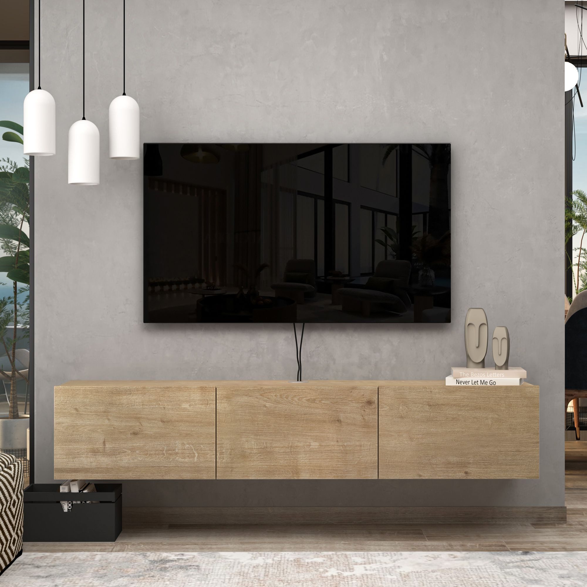 Brandloop Lowboard Brandloop Taş TV-Lowboard hängend 160 cm, 3 Klappen, Eichefarben