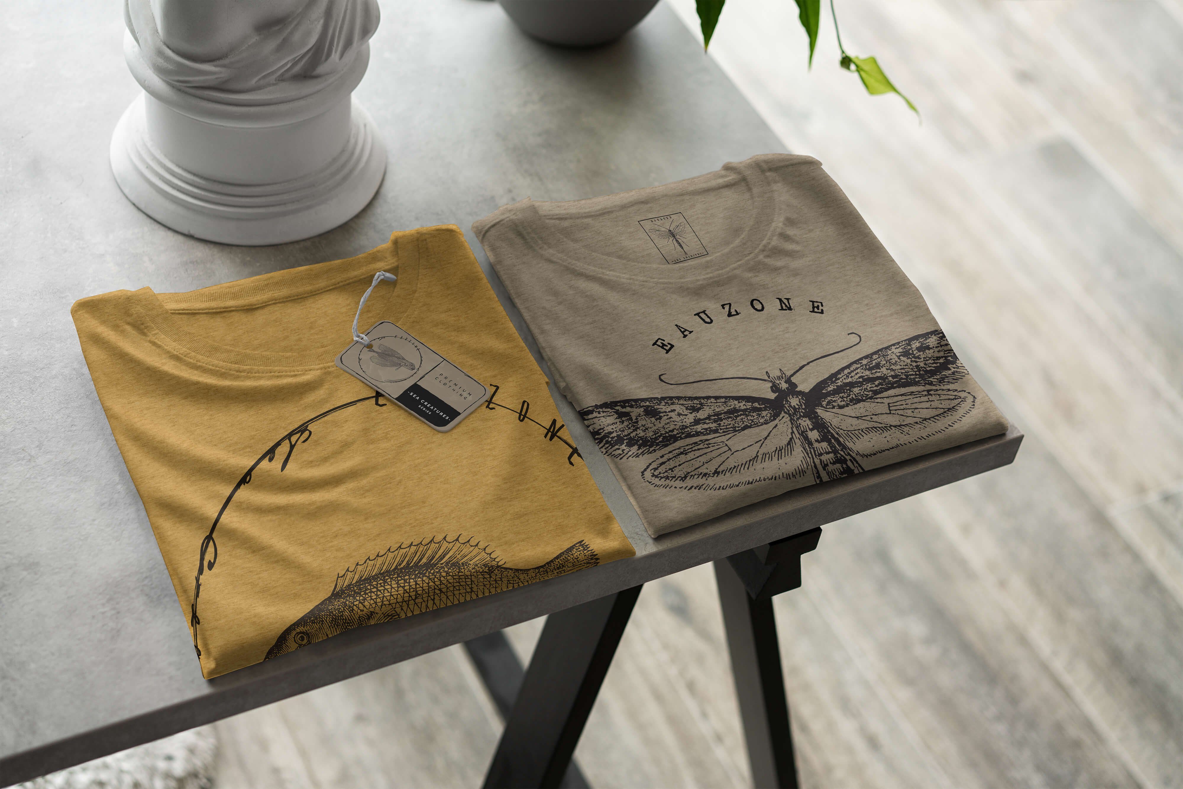 Sea - Serie: sportlicher T-Shirt / Creatures, Fische Art T-Shirt Antique Sea 041 und Struktur Sinus Gold feine Schnitt Tiefsee