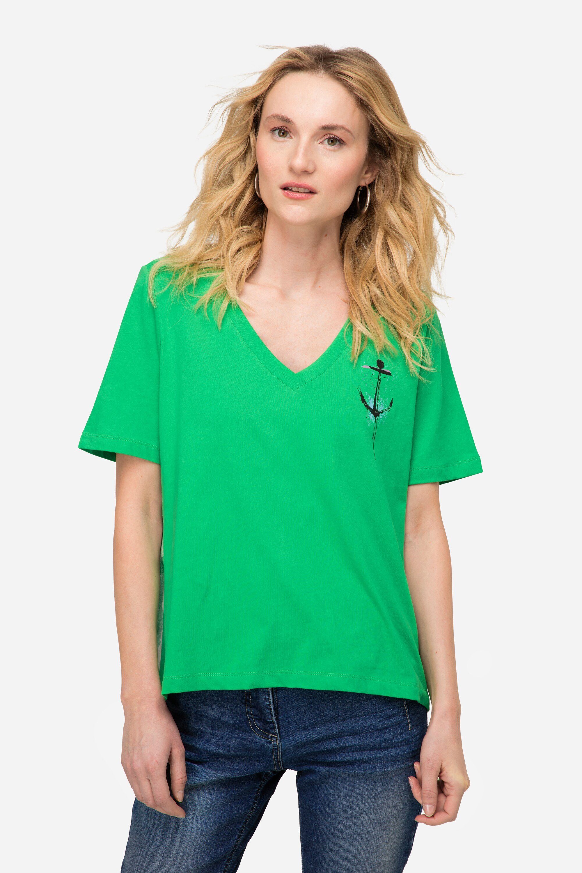 Laurasøn T-Shirt T-Shirt A-Line seitliches Karo günstig online kaufen