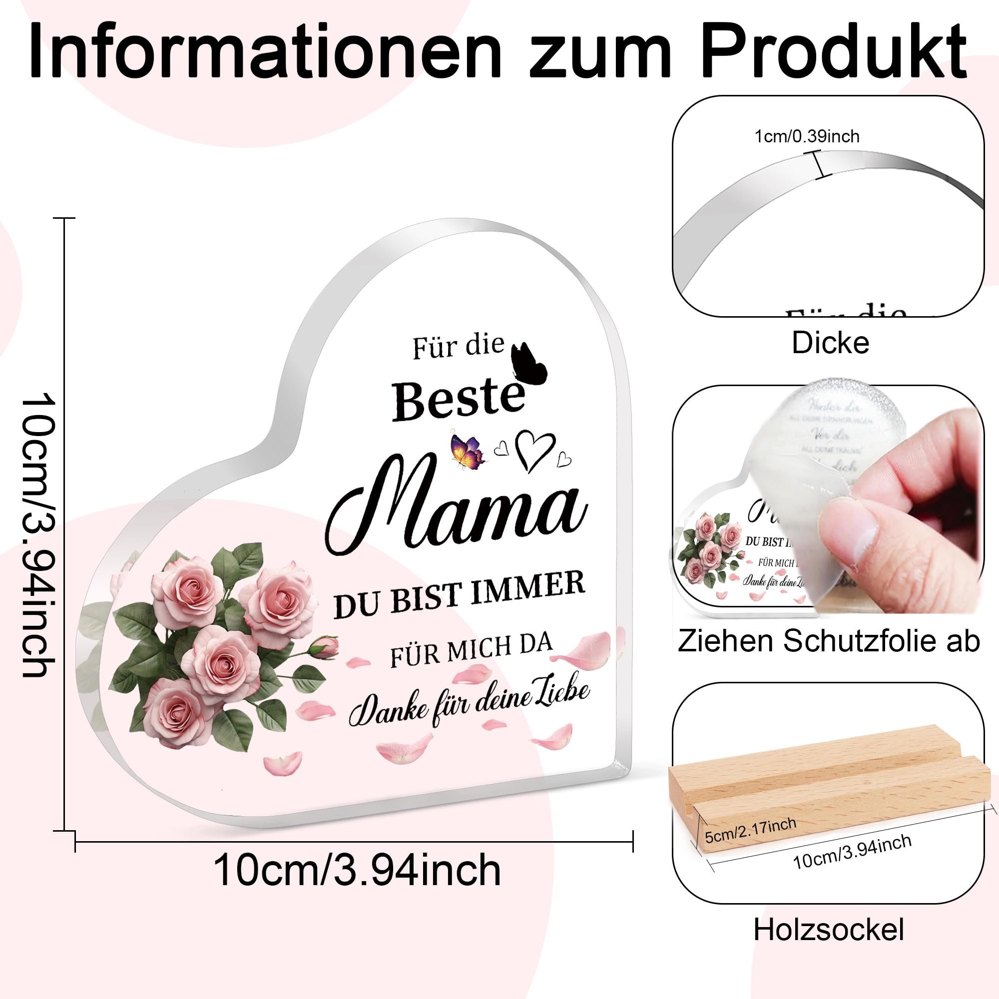 FOUORTUNATE-BEE Dekoobjekt Geschenke für Mama Geschenk Geburtstagsgeschenk, Beste Mutter Geschenk (Dekoration aus Acryl Muttertag Geschenk für Mütter)